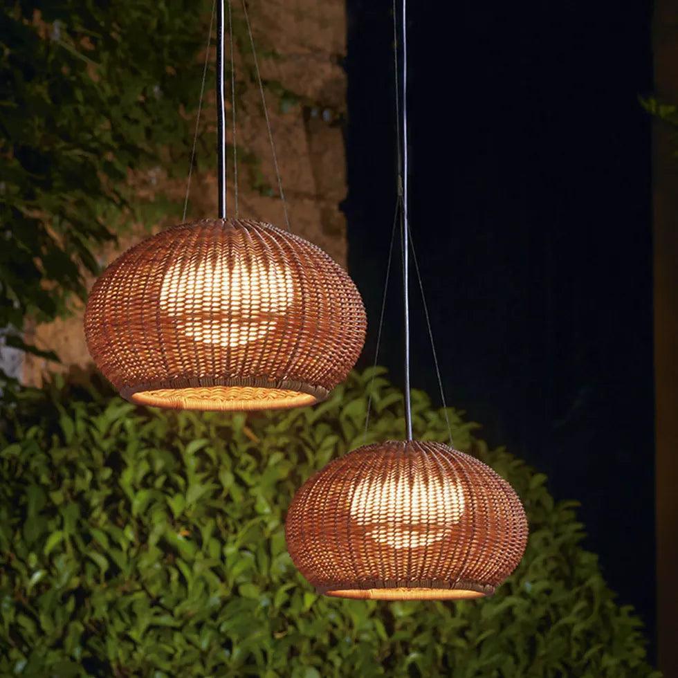 Rustic Rattan Outdoor Lantern Lights - Weatherproof Hanging Patio Lights for Garden, Porch, Backyard & Poolside Decor | Perfect for Summer Evenings & Outdoor Entertaining