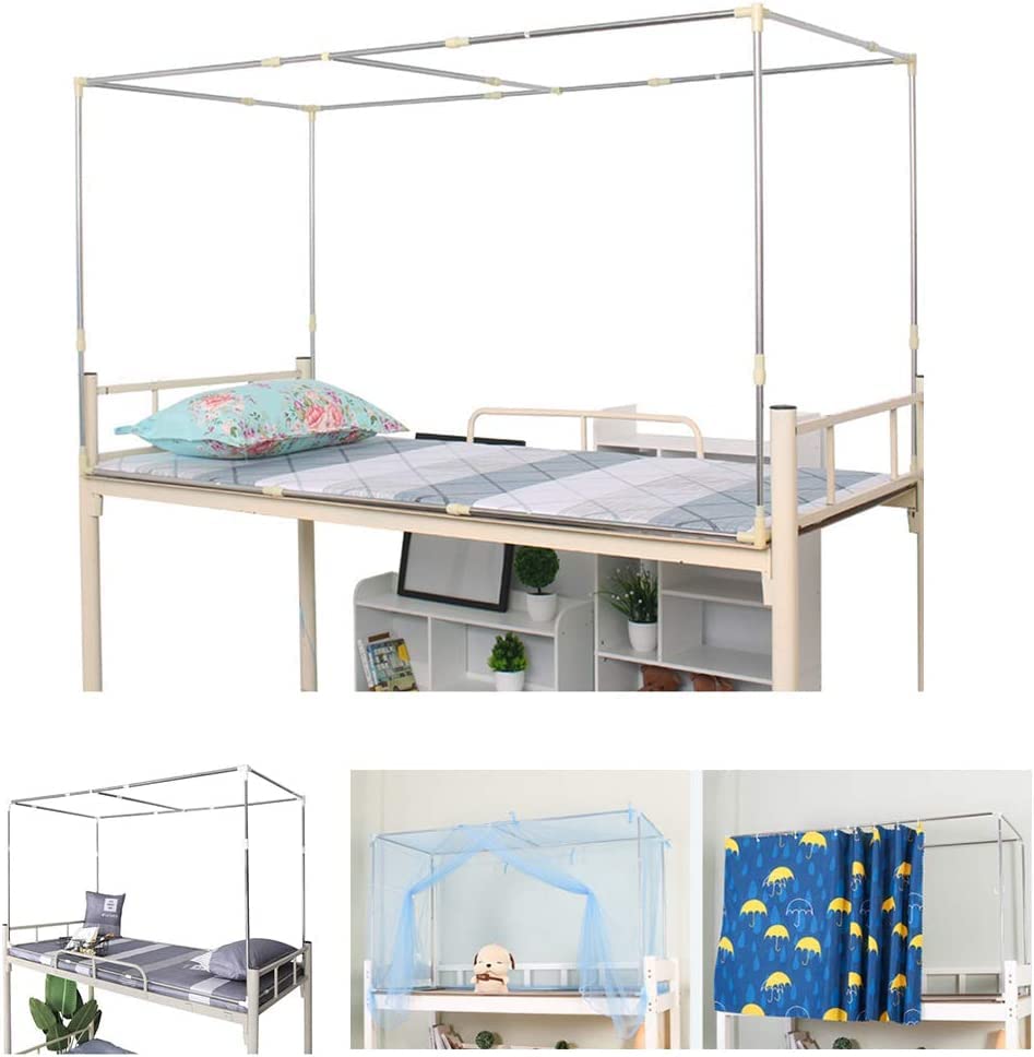 Retractable Bed Canopy Support Frame - Adjustable Stainless Steel Mosquito Net Bracket for Single & Double Beds, Dorm Room, Bedroom, Camping - Universal Fit for Student Dormitories & Home Use