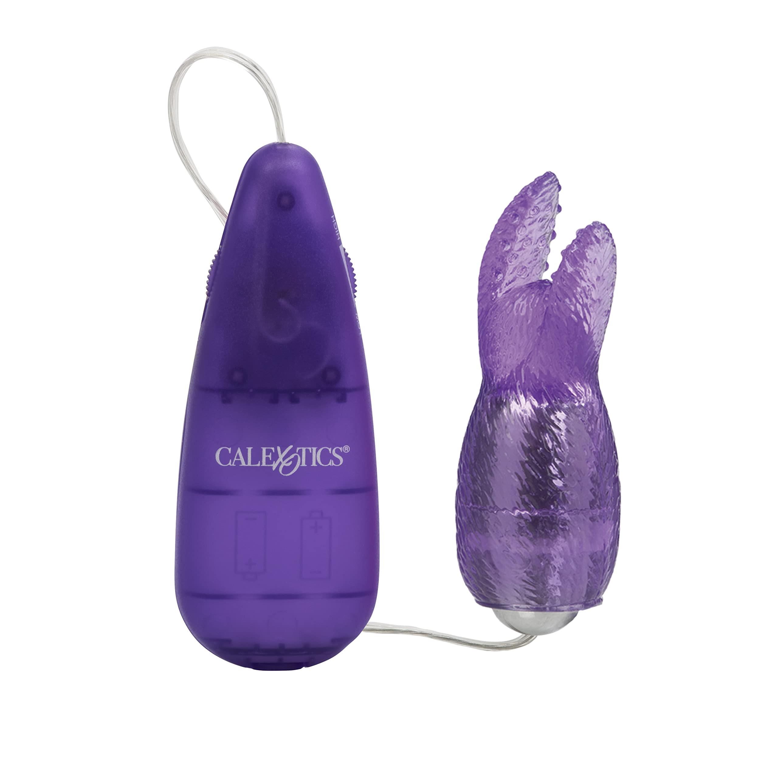 CalExotics Pocket Exotics Bunny Bullet Vibrator with Rabbit Tickler - Rechargeable Mini Vibrating Egg for Women & Couples - Purple Adult Massager - Perfect for Travel, Foreplay & Sensual Play