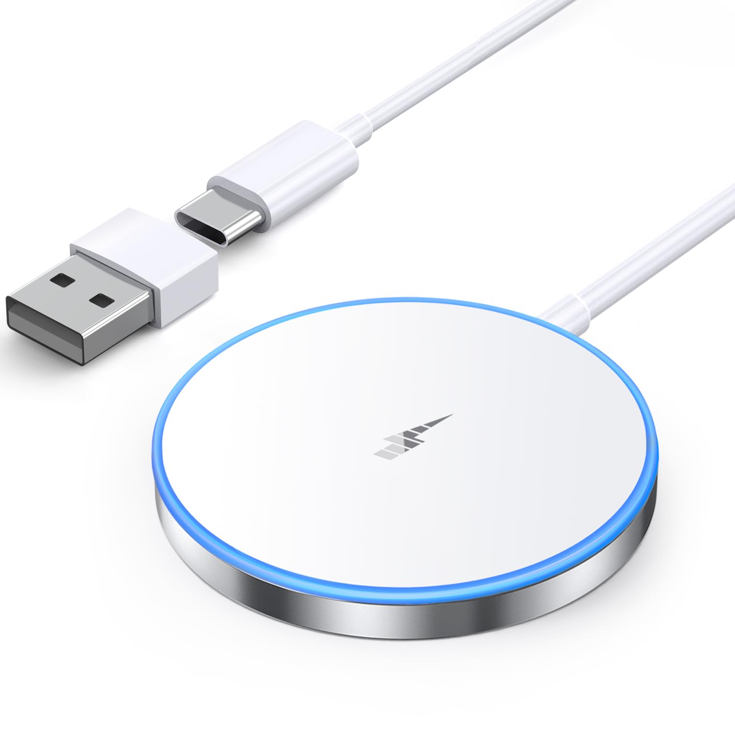 15W Fast Magnetic Wireless Charger for iPhone 15/14/13/12 Pro/Max/Plus/Mini & AirPods 3/2/Pro - Portable Mag-Safe Charging Pad with Dual Ports | Perfect for Home, Office & Travel Charging