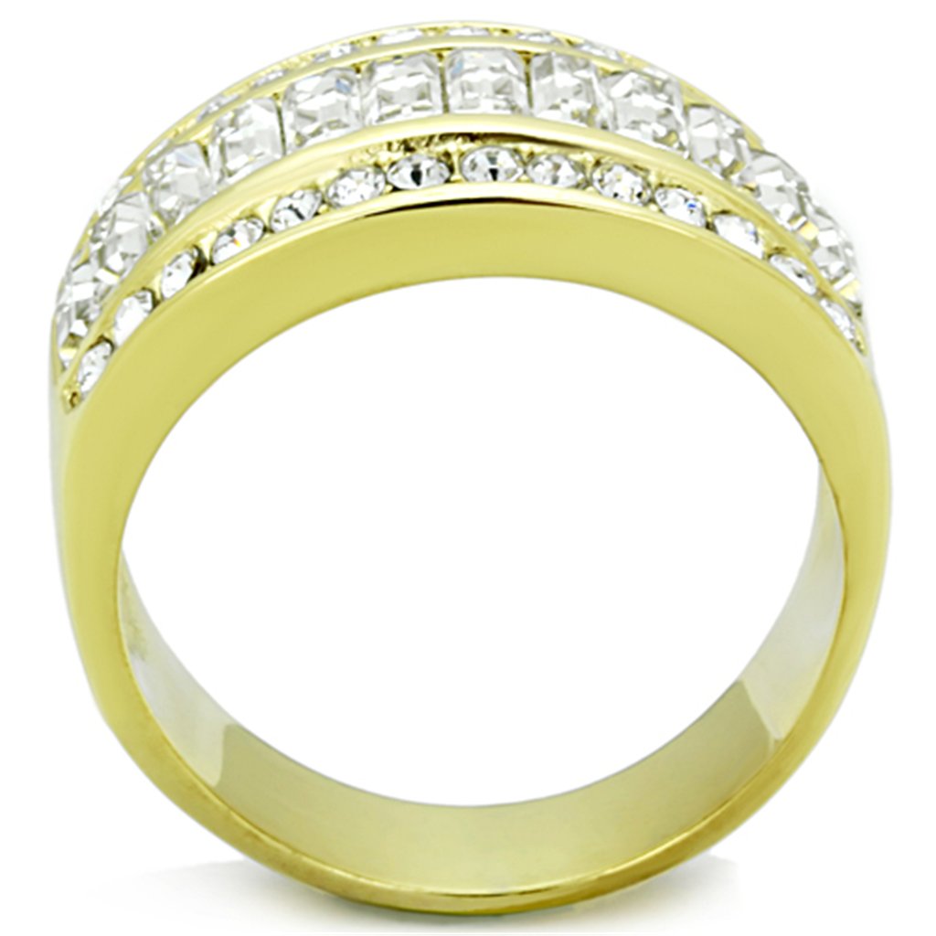 14K Gold Plated Crystal Baguette Ring for Women - Sizes 5-10 | Elegant Jewelry for Parties & Gifts