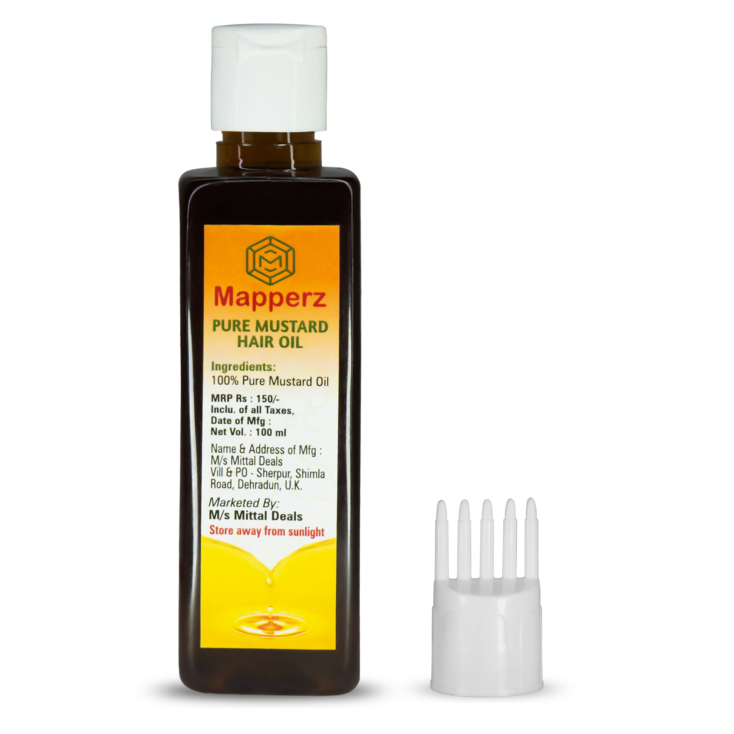Organic Mustard Hair Oil for Hair Growth - Cold Pressed Kacchi Ghani-Kolhu 100% Pure (100ml) | Reduces Hair Fall & Dandruff, Repairs Damage | Brown Sarso Ka Tel for Men & Women | Perfect for Daily Scalp Massage & Deep Conditioning Treatment