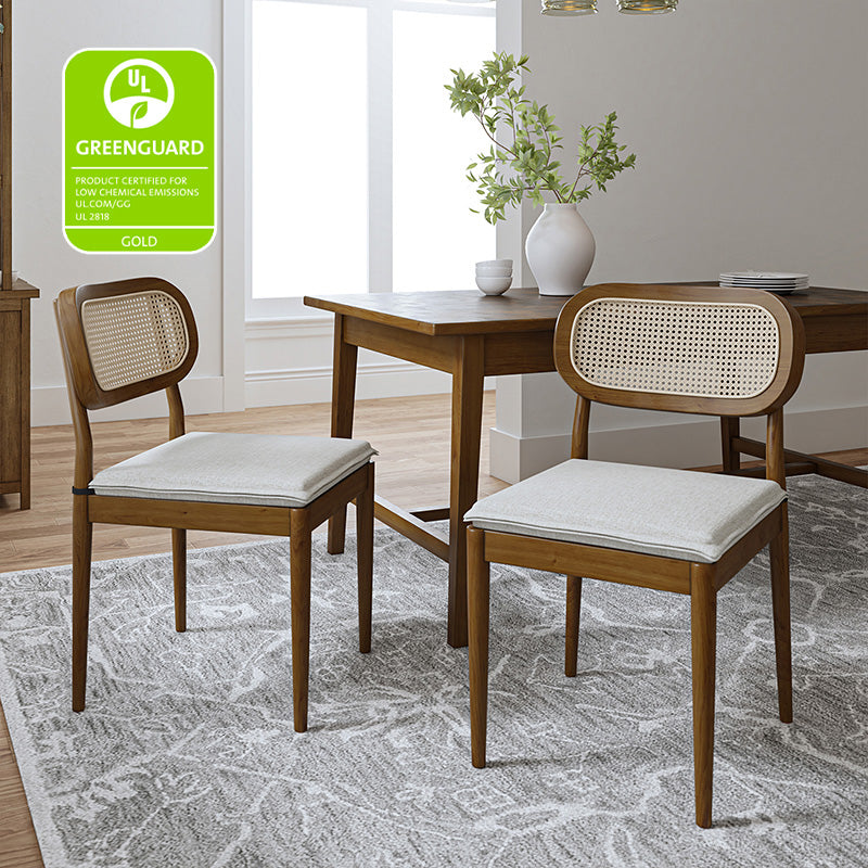 Konstantin Modern Solid Wood Dining Chairs with Rattan Backrest - Set of 2 - Perfect for Kitchen, Dining Room, and Breakfast Nook - Eco-Friendly Home Furniture