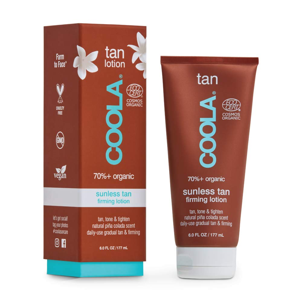 COOLA Organic Sunless Tan Firming Lotion - Natural Self Tanner for Face & Body, Vegan & Cruelty Free, Gradual Tan Moisturizer for Sun-Kissed Glow - Perfect for Beach, Vacation & Everyday Use