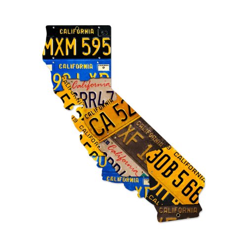 Vintage California License Plates Metal Sign - 24x28 Inches Retro Wall Decor for Garage, Man Cave, Bar & Office - Durable Metal Wall Art for Home & Business