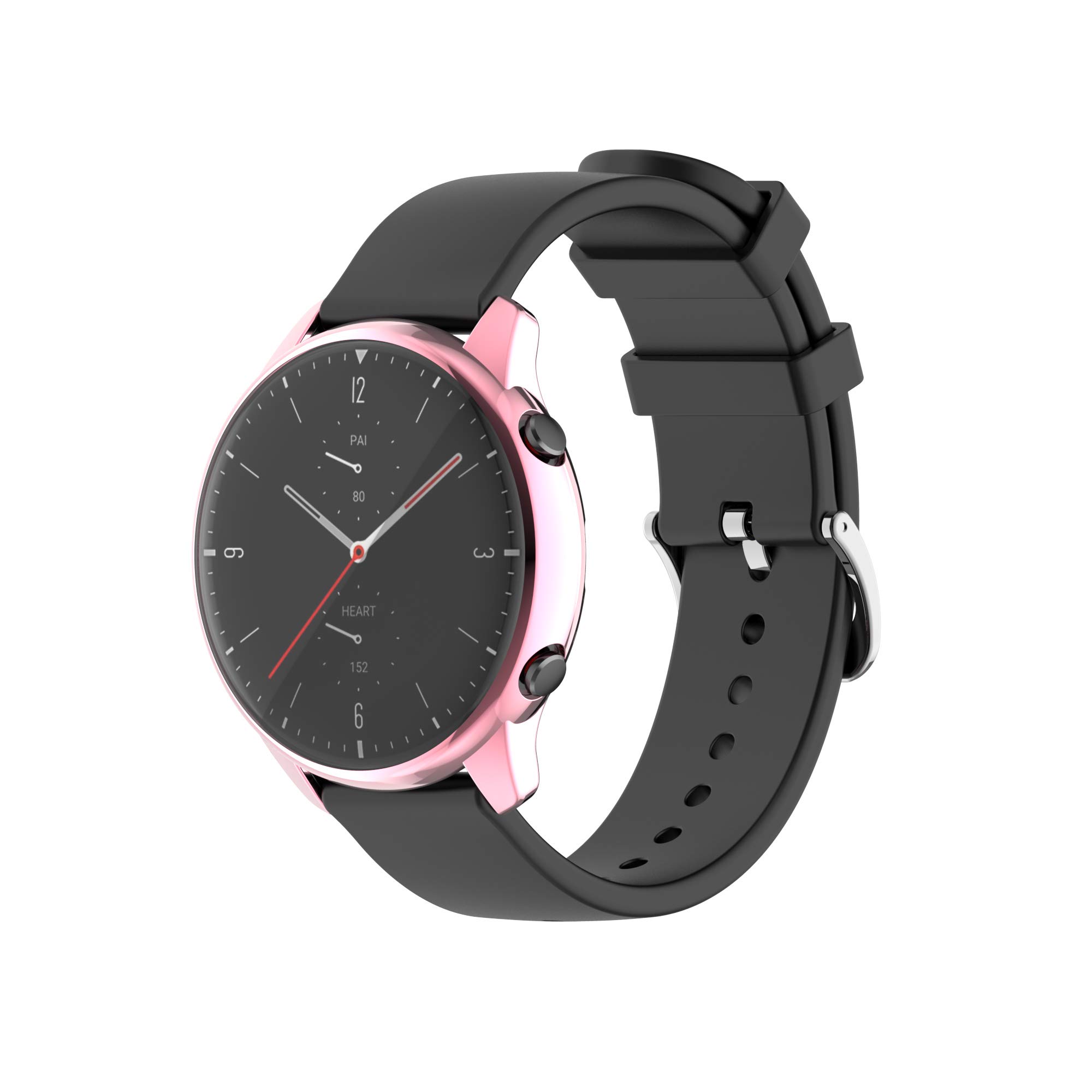 FitTurn Premium TPU Shockproof Case with Metal Plating for Amazfit GTR 2 Smartwatch - Slim Protective Cover with All-Around Guard (Pink) | Perfect for Gym, Running & Outdoor Activities