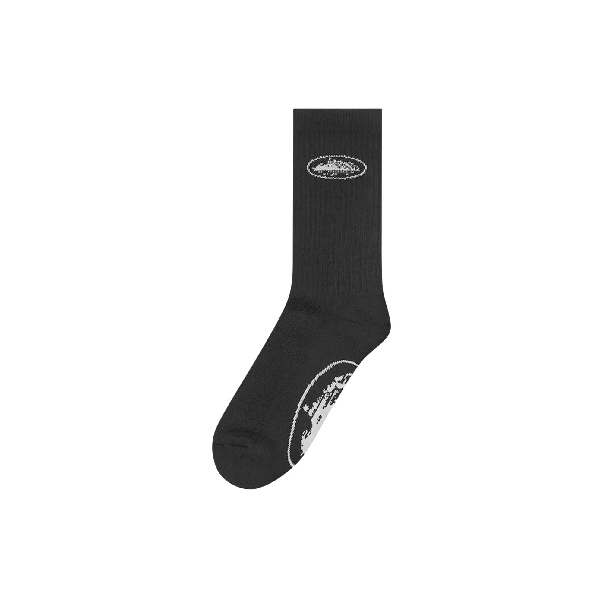 Corteiz Alcatraz Socks 2-Pack - Black Unisex Crew Socks for Men & Women - Comfortable Athletic Socks for Running, Gym, and Casual Wear (2023)