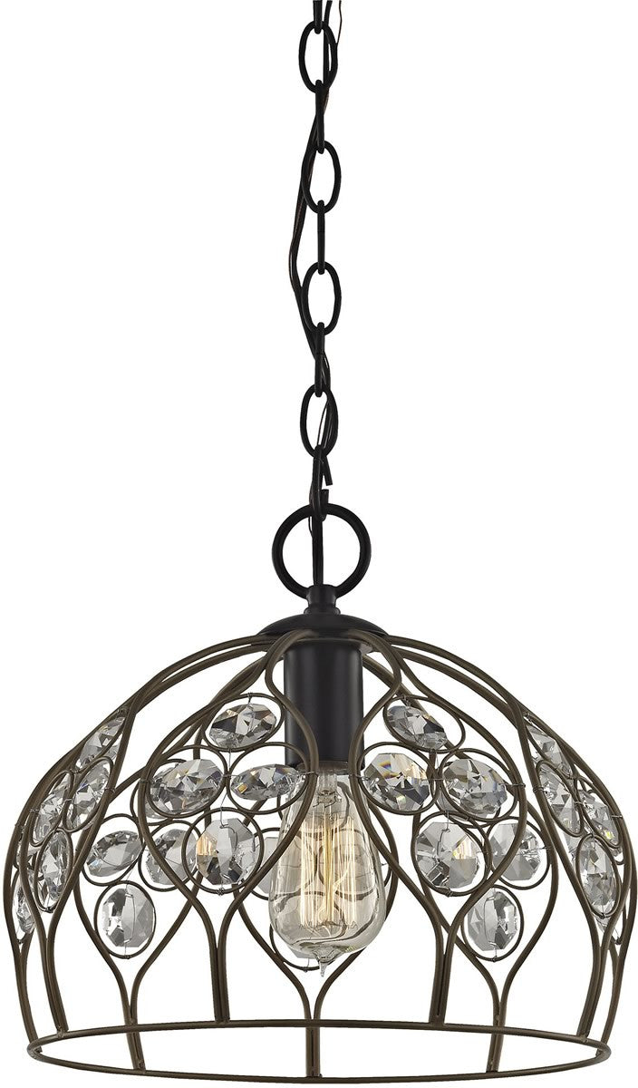 11W Crystal Web 1 Light Pendant in Bronze Gold, Matte Black & Clear Crystal - Elegant Ceiling Light Fixture for Dining Room, Bedroom or Entryway