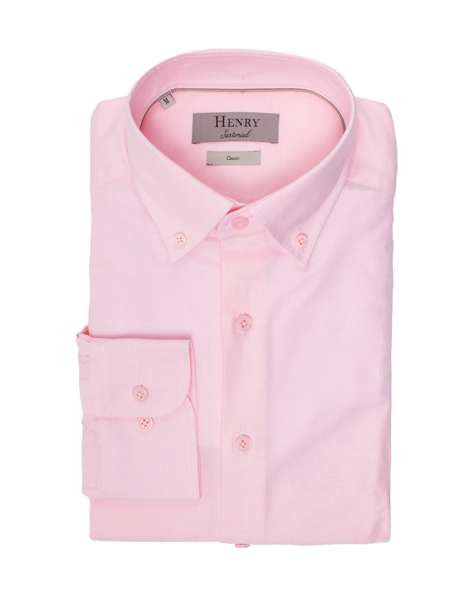 HENRY SARTORIAL Men's Casual Plain Pink Shirt - Comfortable Everyday Wear for Work & Outings