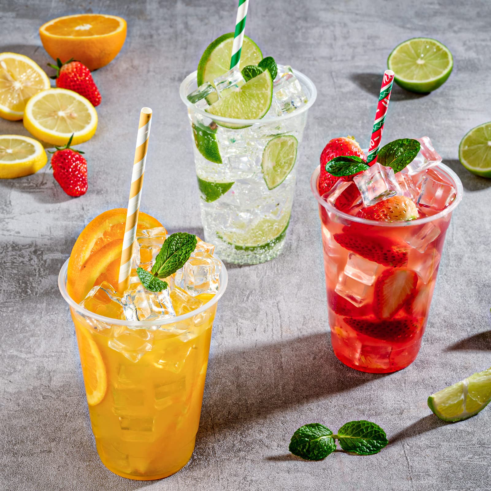 FOCUSLINE 200 Pack 16 oz Clear Plastic Disposable Cups - Bulk Drinking Cups for Water, Juice, Soda, Iced Coffee - Perfect for Parties, Picnics, BBQs, and Office Events