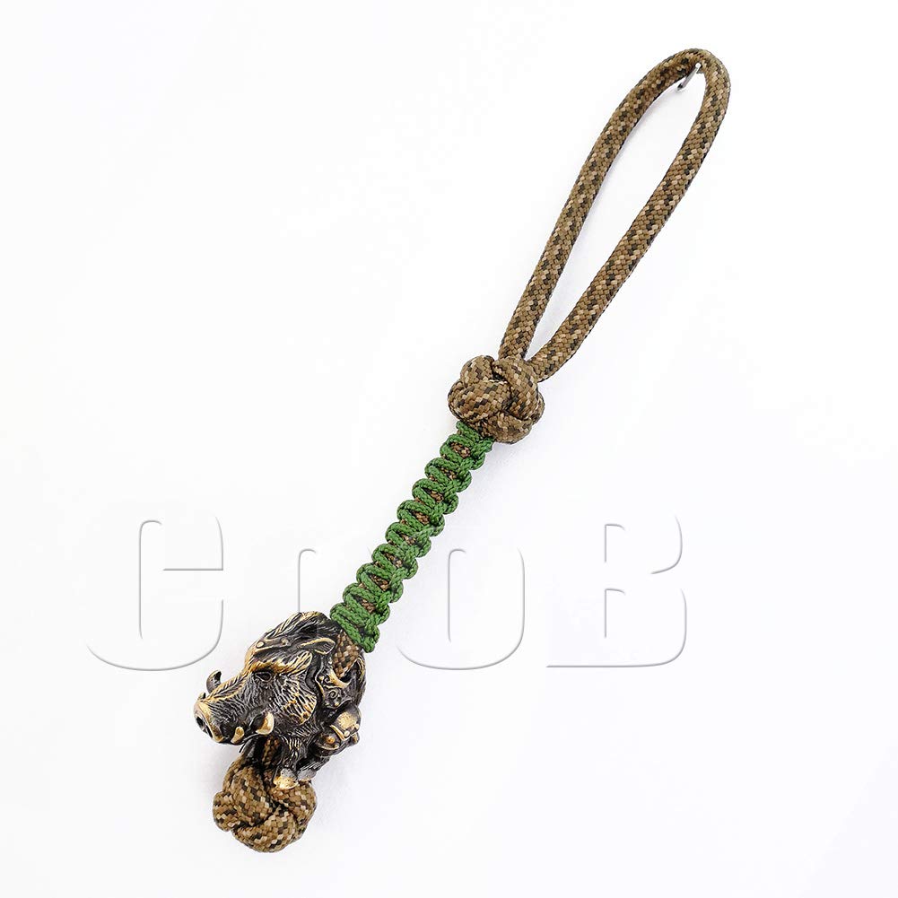 Premium EDC Paracord Lanyard Keychain with Solid Metal Wild Boar Charm - Tactical Survival Gear for Knives, Keys & Outdoor Adventures | Perfect for Camping, Hiking and Emergency Preparedness