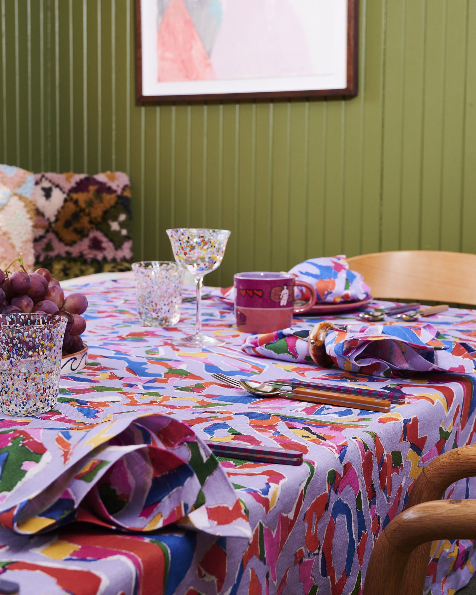 Kip&Co x Jenny Kee Opal Oz Pax Lilac Linen 4-Piece Napkin Set - Elegant Table Setting for Dinner Parties & Special Occasions