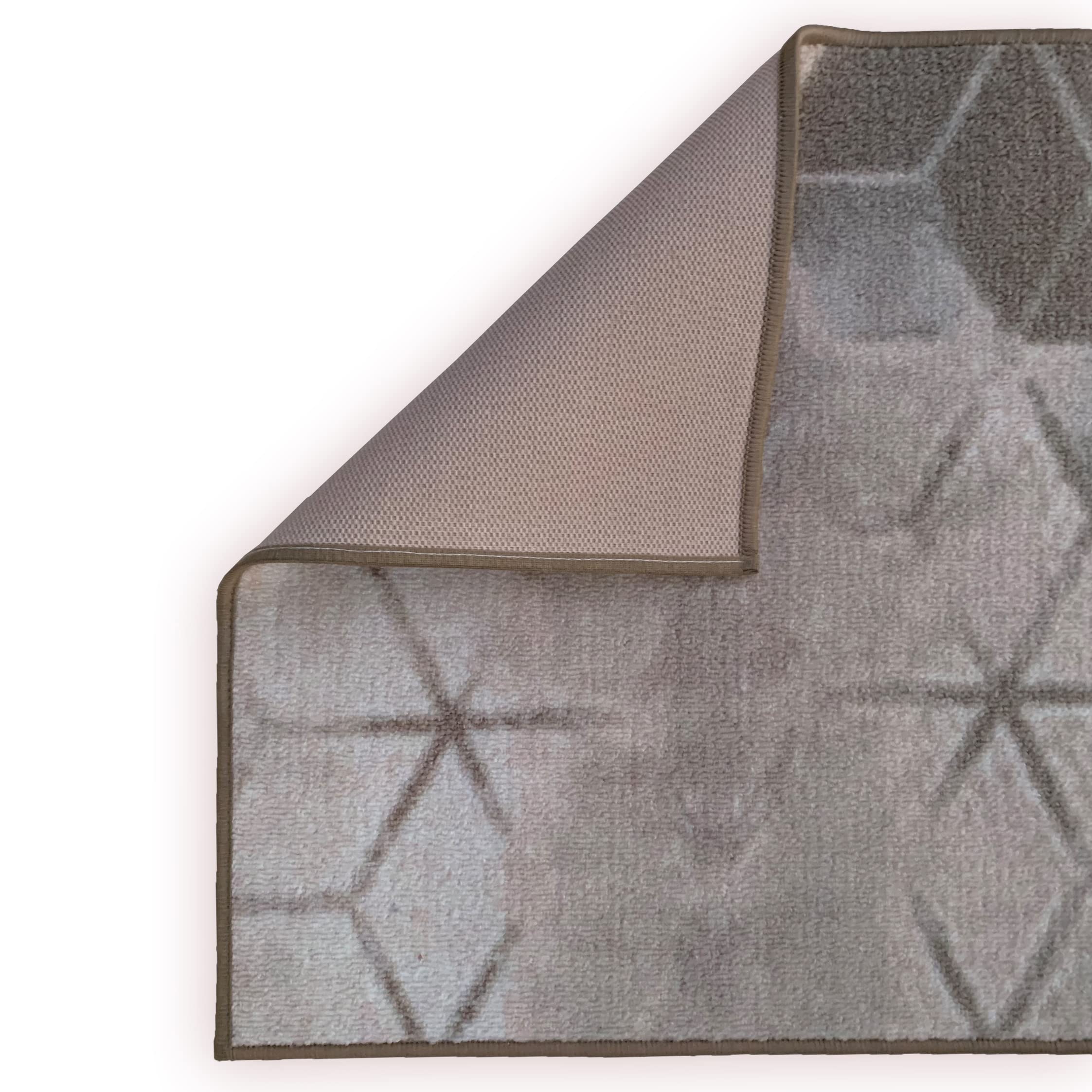 Custom Size Abstract Cubes Non-Slip Rubber Backed Runner Rug - 26 Inch Wide x Your Length (Beige) - Perfect for Hallways, Stairs & High Traffic Areas