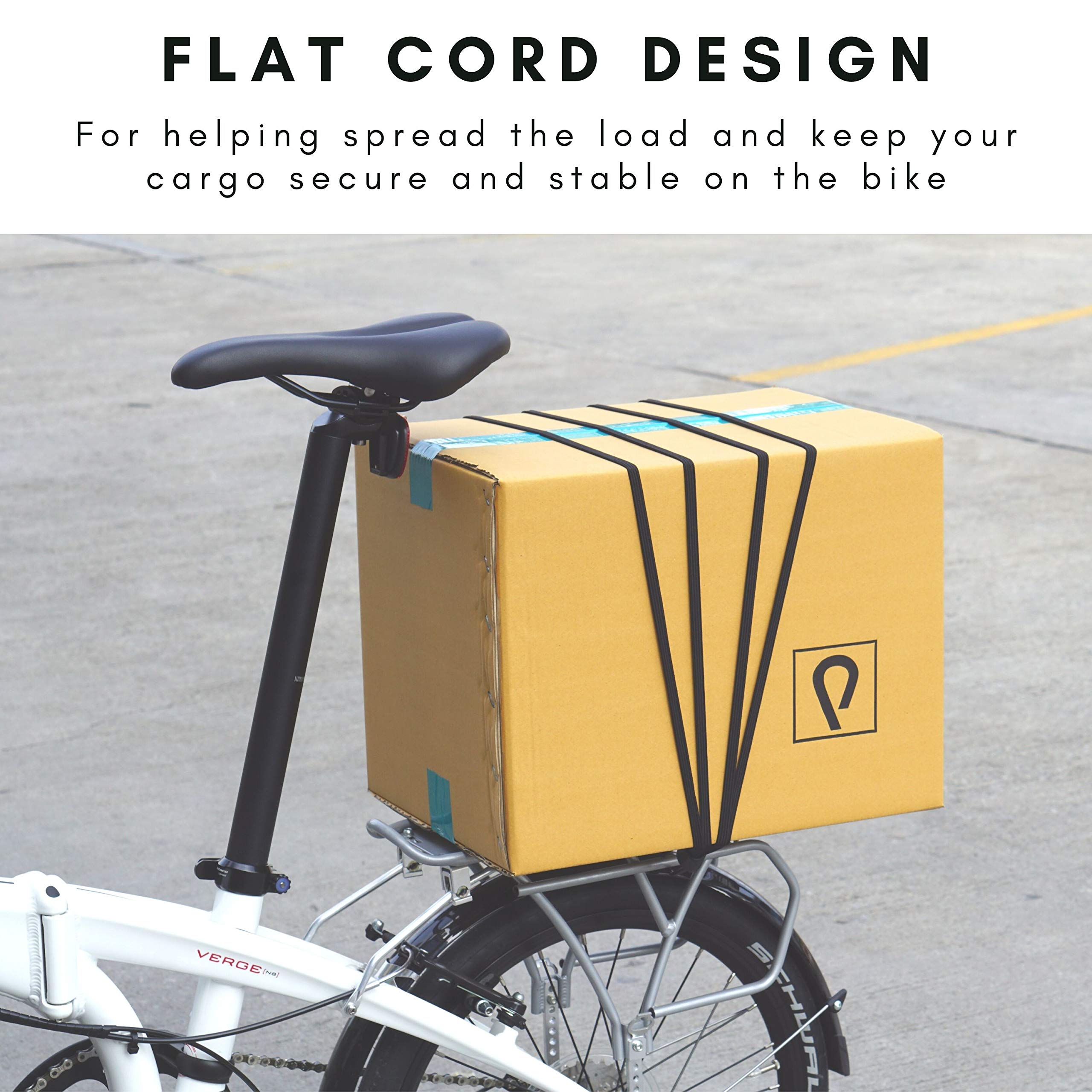 Vincita 4-in-1 Bike Bungee Cords with Heavy-Duty Metal Hooks - 2 Pack Elastic Straps for Bicycle Cargo Rack (0.6