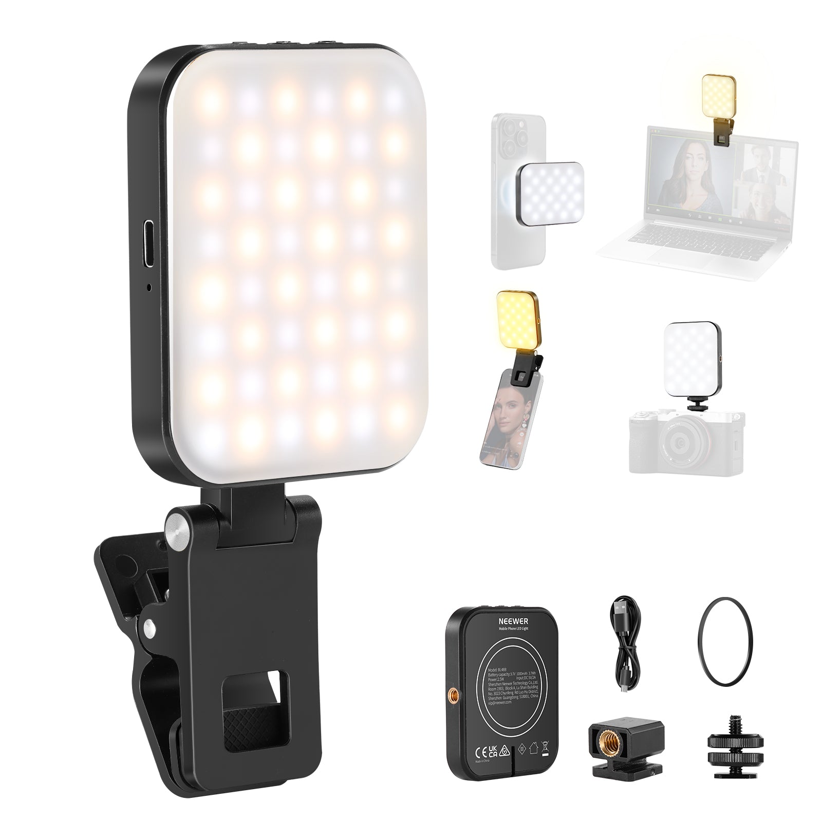 NEEWER BASICS BL48B Rechargeable Magnetic Selfie Light for MagSafe - Portable LED Fill Light for iPhone 15/14/13, Perfect for Vlogging, Live Streaming & Night Photography