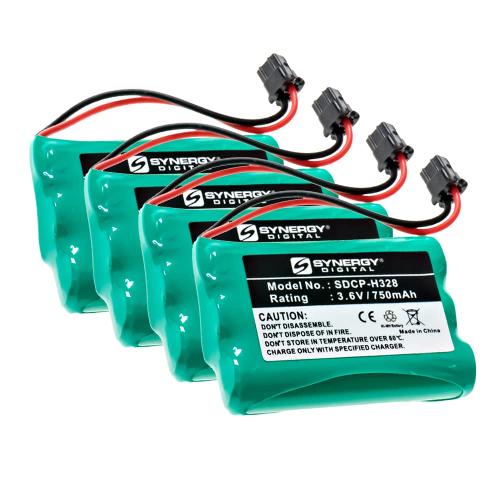Synergy Digital Cordless Phone Batteries - 4-Pack Ni-MH 3.6V 750mAh Replacement Batteries for Radio Shack 43-5561 Cordless Phone | Long-Lasting Power for Home & Office Communication