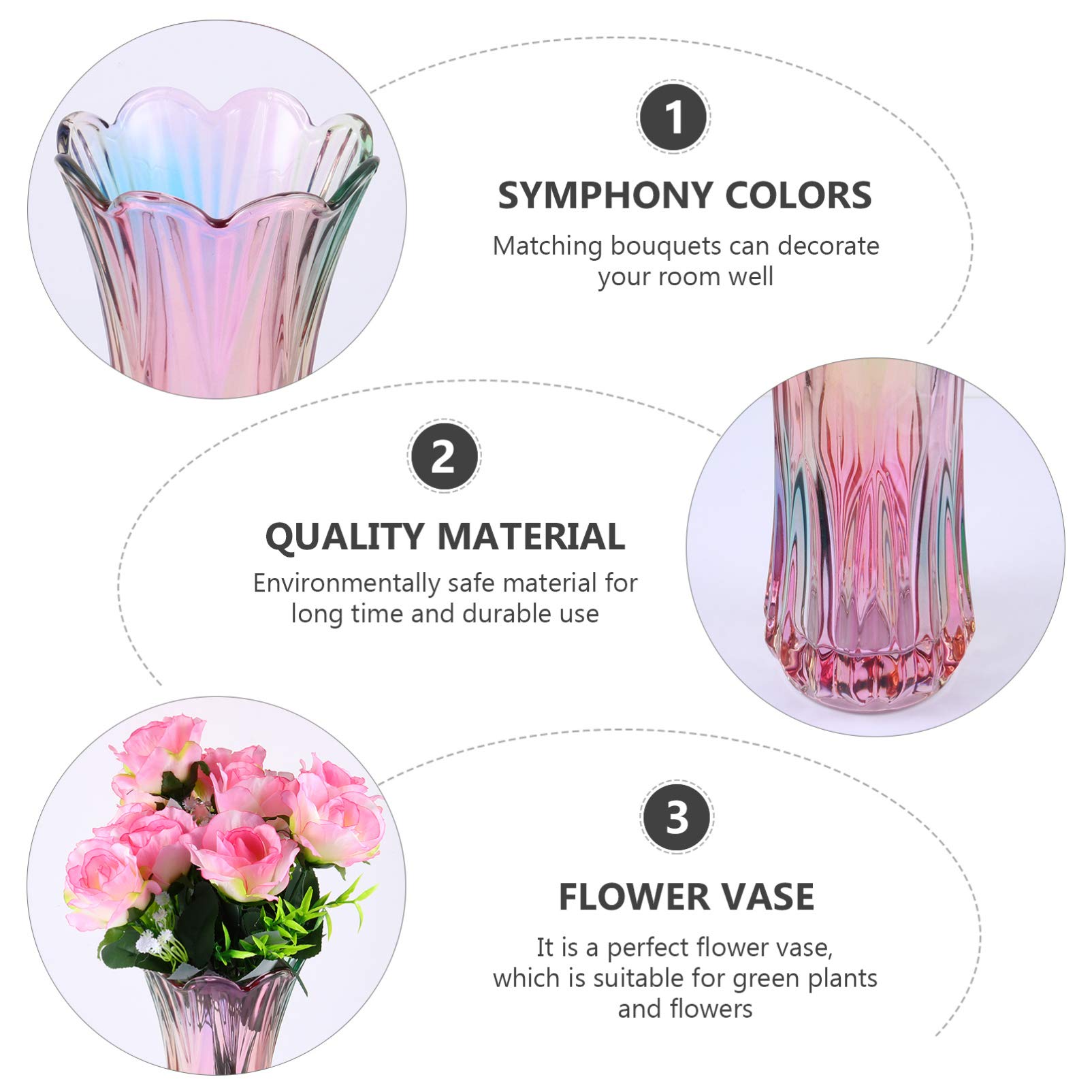 BESPORTBLE Decorative Glass Flower Vase - Rainbow Thickened Crystal Vase for Home, Office, Wedding Decor - Perfect for Centerpieces, Table Decorations and Gift Giving