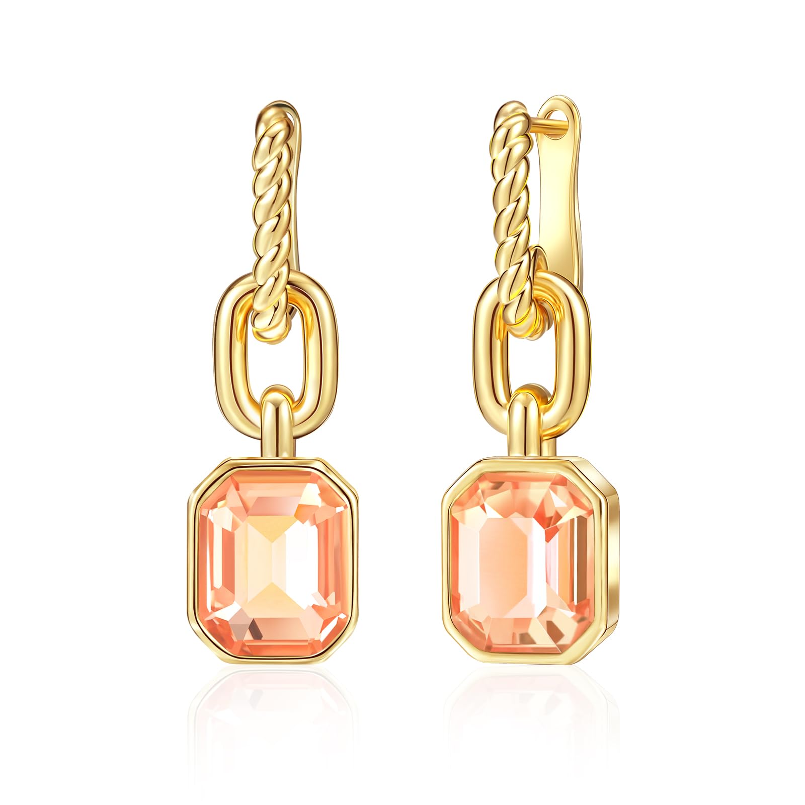 18K Gold Plated Crystal Hoop Earrings for Women - Trendy Emerald Green & Black Dangling Earrings, Elegant Jewelry Gift for Mother, Wife | Perfect for Parties, Weddings & Special Occasions