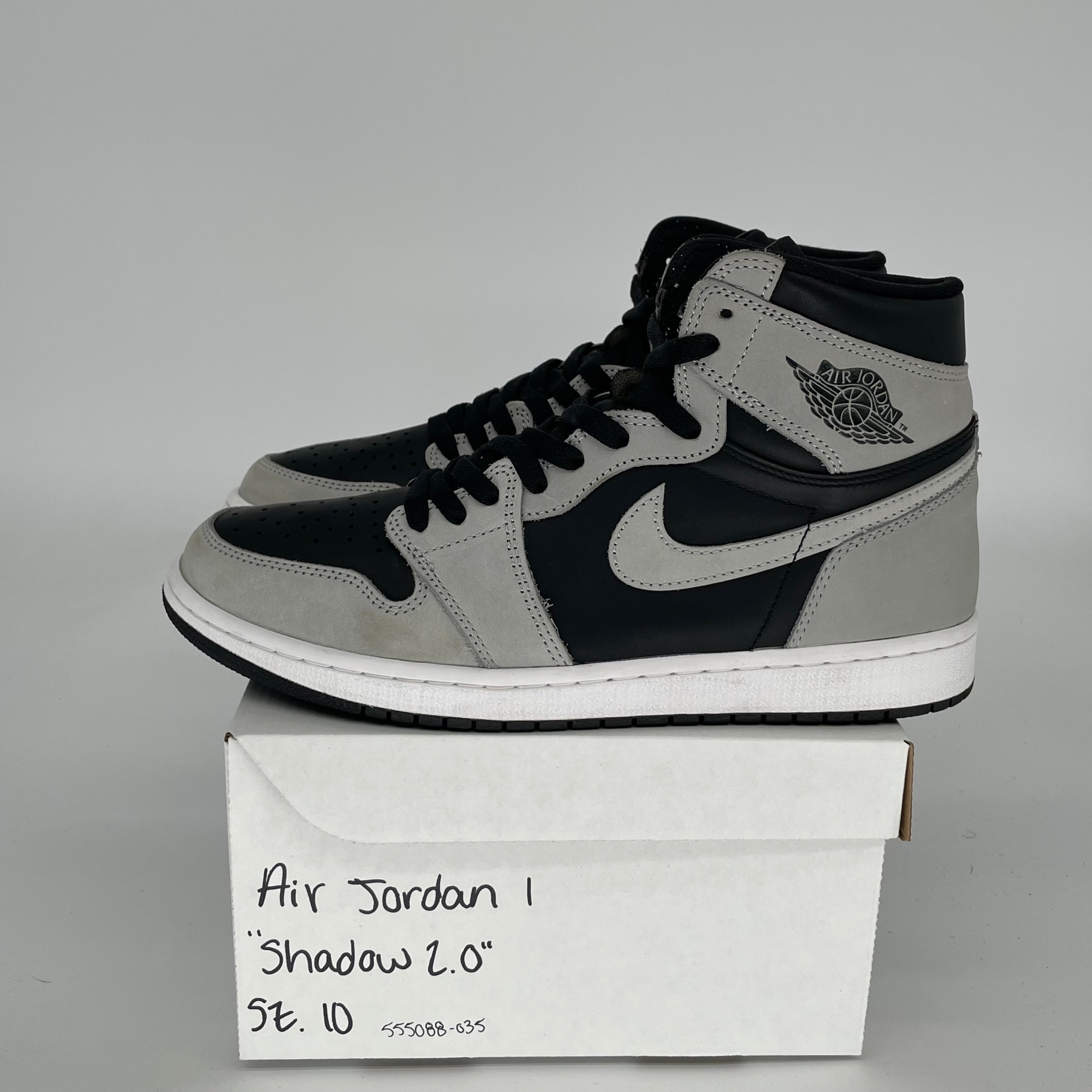 AIR JORDAN 1 SHADOW 2.0 Sneakers - Men's Size 10 (555088-035) - Retro Basketball Shoes for Casual Wear & Street Style