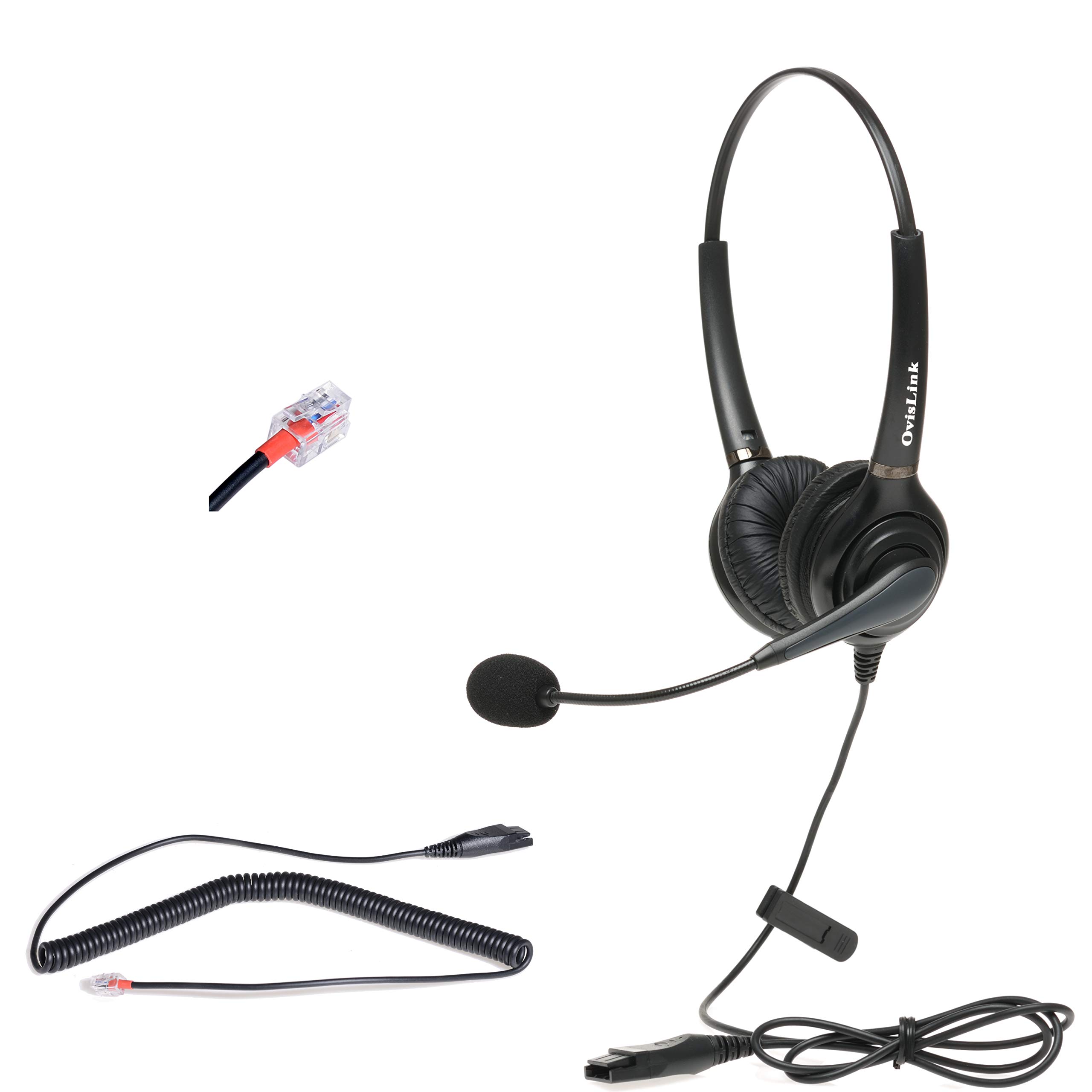 Zultys Phone Headset - Dual Ear Noise Canceling Call Center Headset with Premium Voice Quality | Compatible with Zultys Phones | RJ9 Quick Disconnect Cord | Durable Office & Call Center Headset for Clear Communication | Perfect for Customer Service, Remote Work & Business Calls