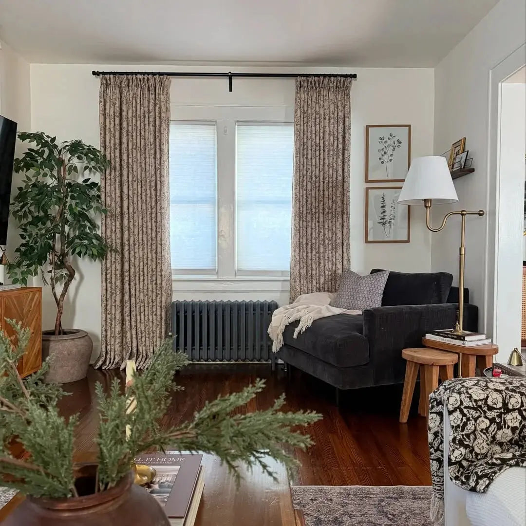 Elegant Sara Le Print Linen Drapery Pleated Curtains - Soft Textured Window Treatments for Living Room & Bedroom Decor