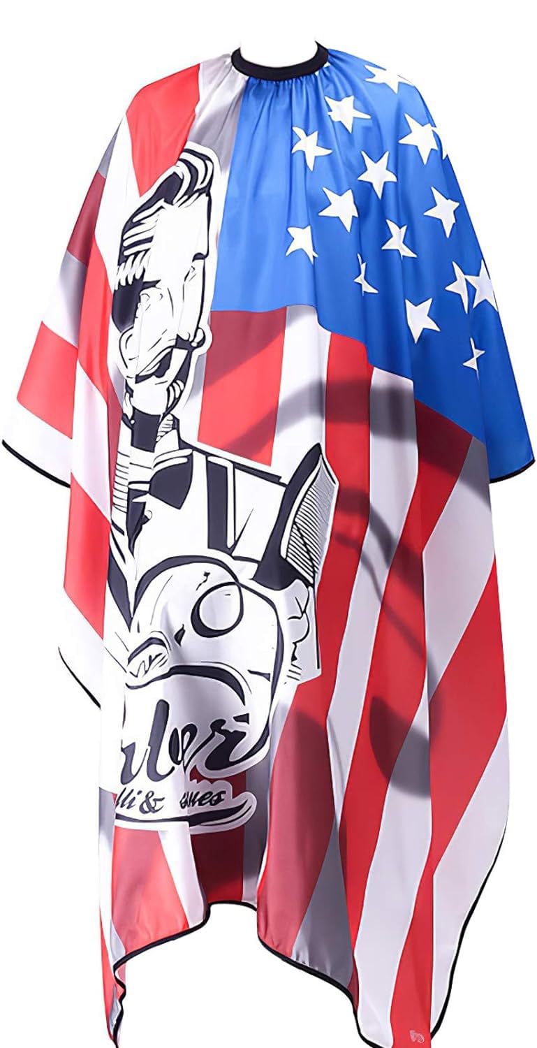 Professional Barber Apron for Men - Waterproof Salon Cutting Cape with Snap Closure - Printed Hairdressing Smock for Stylists & Barbers - Perfect for Haircuts, Shaves & Grooming Services