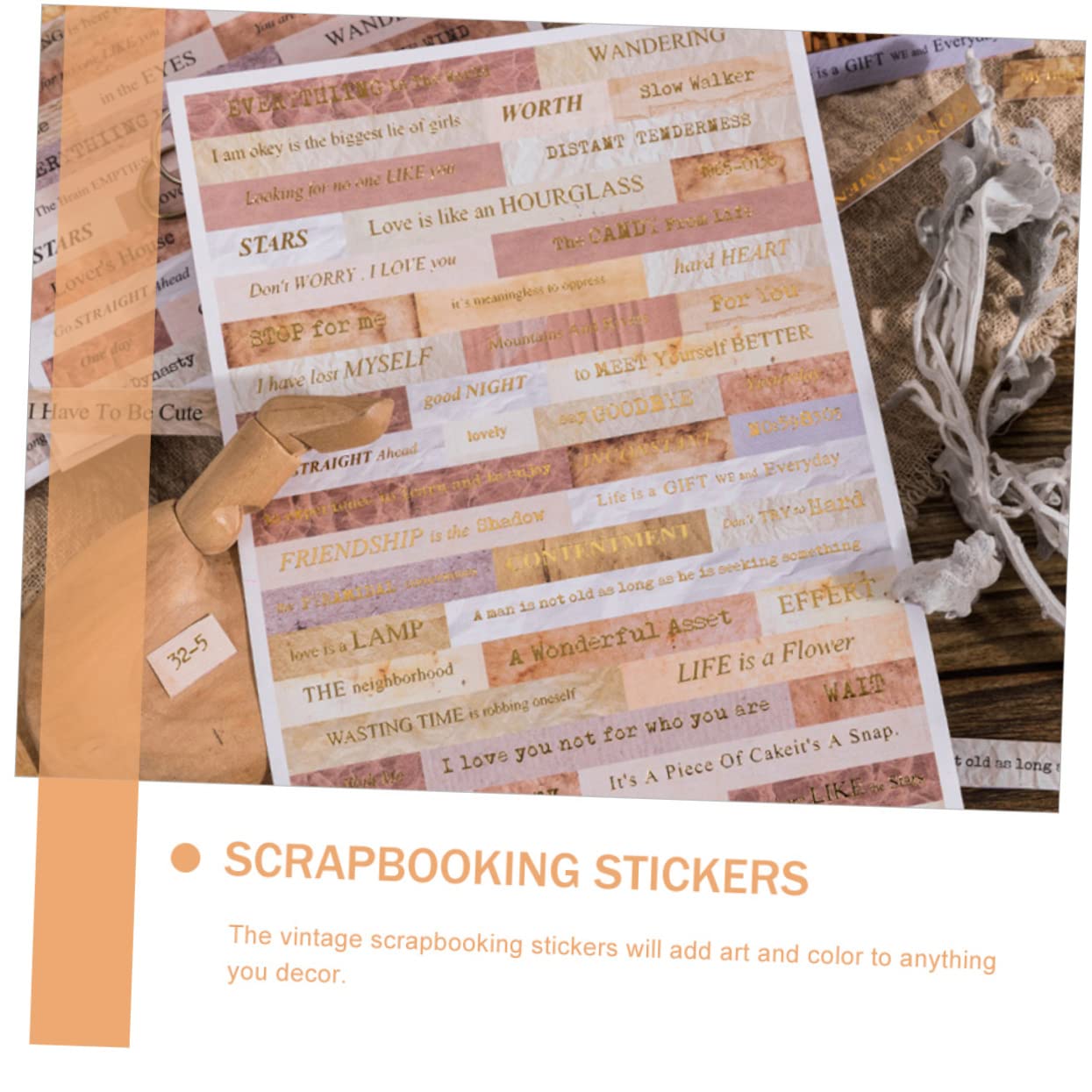 VILLCASE 20 Sets Craft Stickers - English Letter Stickers, Paper Stamps & Decorative Stickers for Scrapbooking, Journaling, DIY Projects & Home Decor | Multifunctional Stationery Supplies