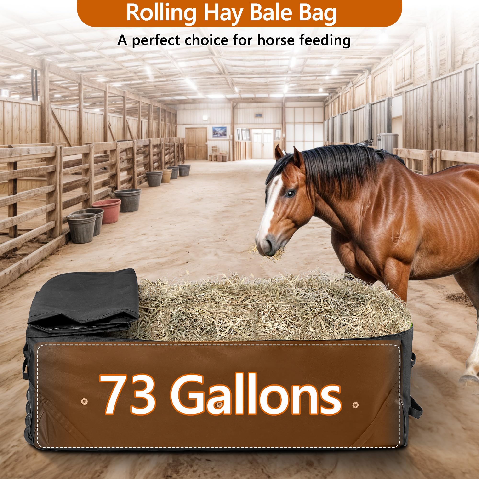 2 Pack Waterproof Rolling Hay Bale Storage Bags with 4 Heavy Duty Wheels - 46