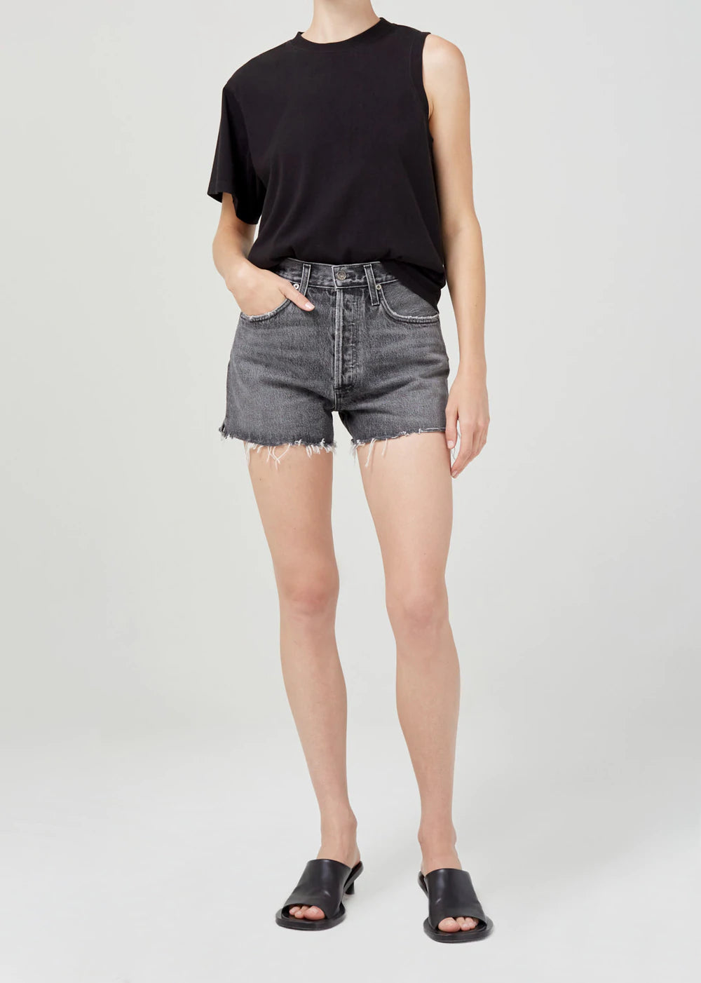Vintage High Rise Denim Shorts for Women - Retro Distressed Denim Shorts with Stretch Comfort - Perfect for Summer, Casual Outfits & Beach Vacations