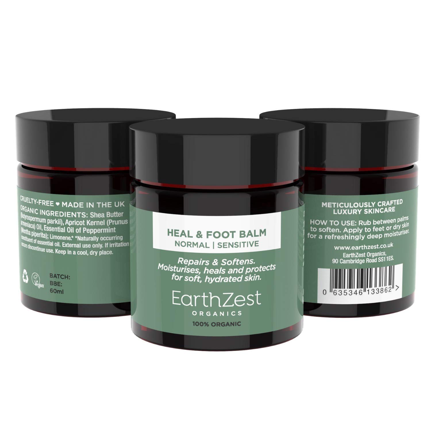 Organic Foot Cream for Cracked Heels & Dry Skin - Day & Night Treatment | EarthZest Organics | Vegan Certified Healing Balm for Fungal Nail, Athlete's Foot & Diabetic Foot Care | Perfect for Home Spa & Daily Moisturizing Routine