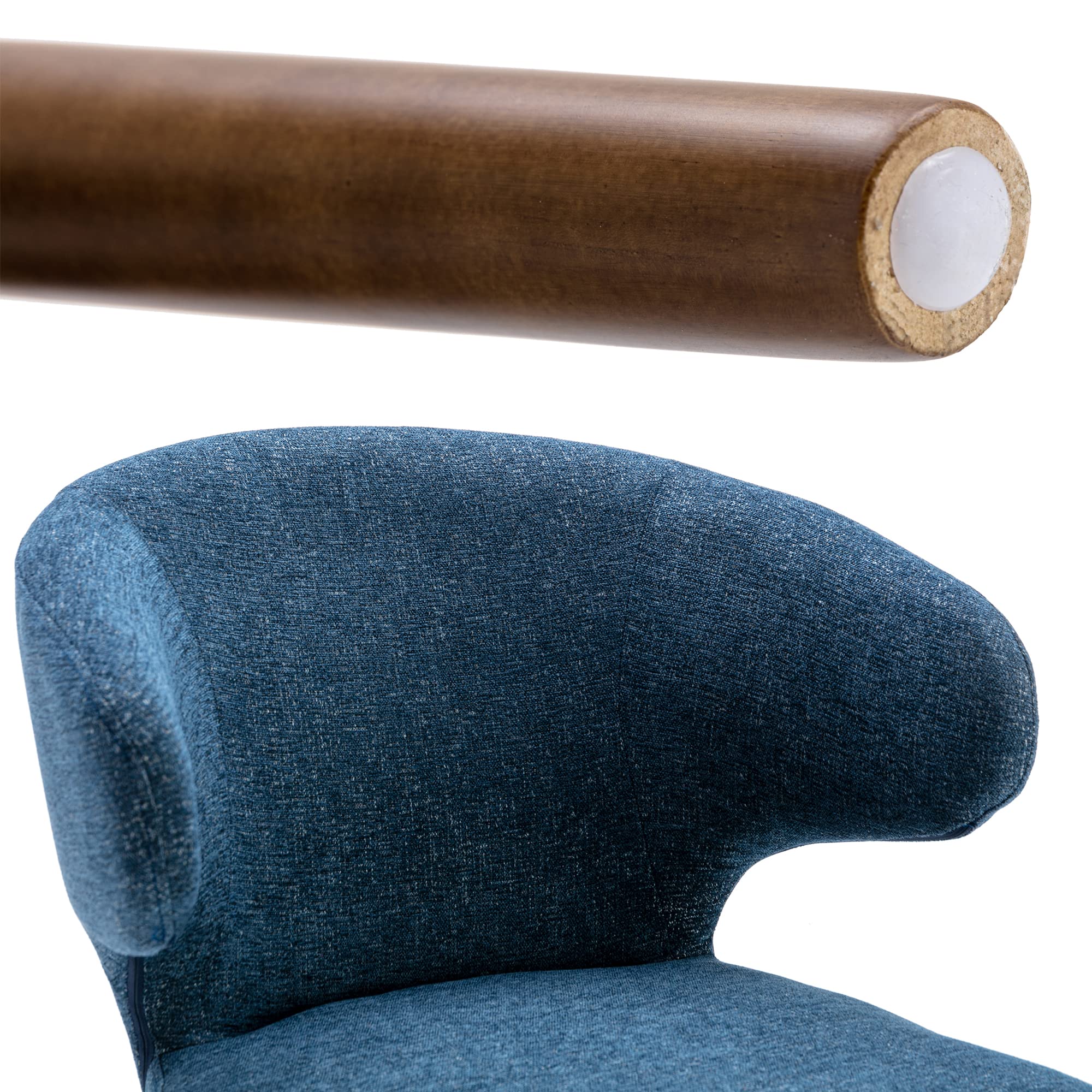 Wahson Set of 2 Modern Dining Chairs - Curved Armless Chenille Upholstered Chairs with Sturdy Hardwood Legs for Kitchen, Dining Room, Living Room - Navy Blue Home Decor - Perfect for Small Spaces, Breakfast Nooks & Contemporary Dining Areas