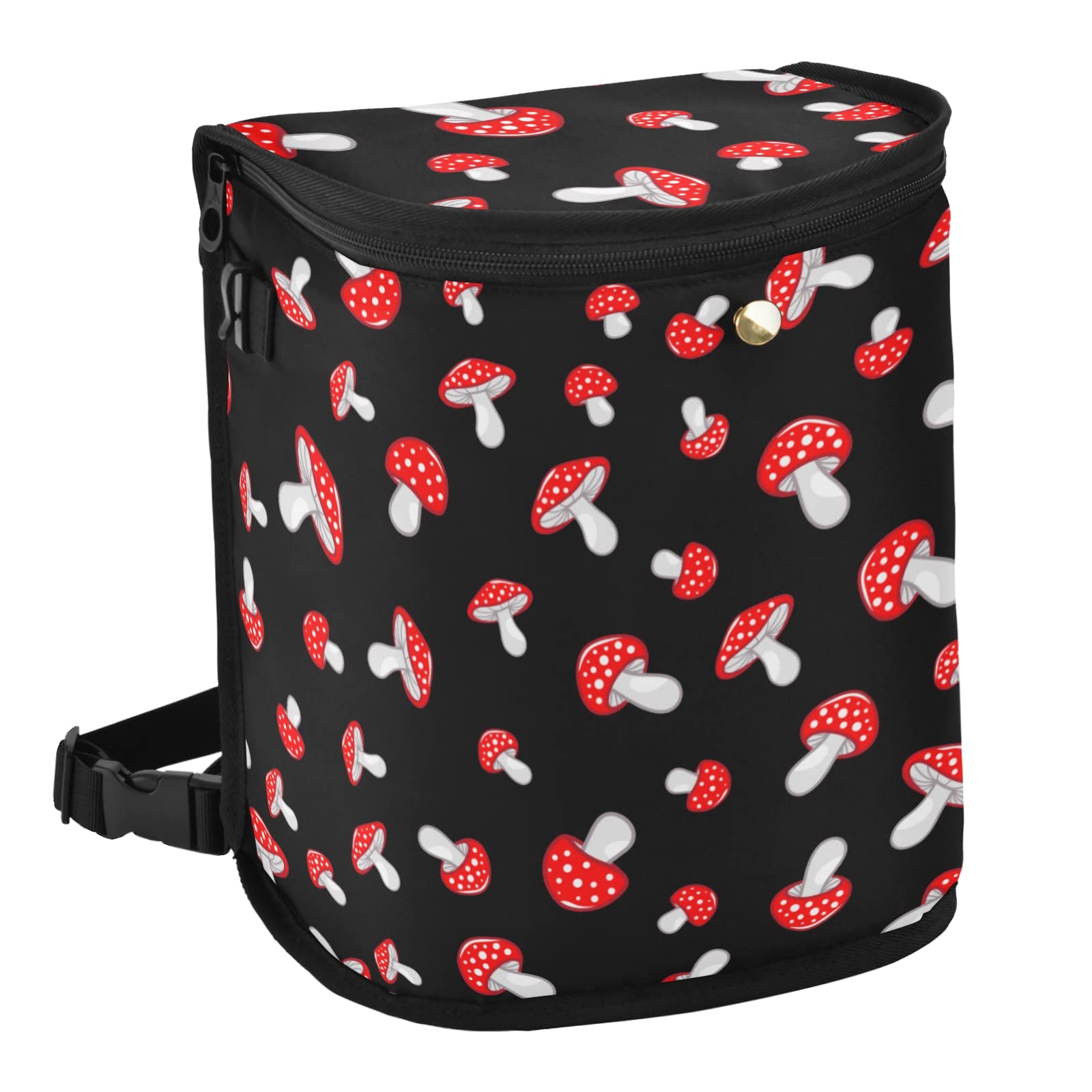 Wudan Small Car Trash Can - Red Mushroom-Shaped Waterproof Auto Trash Bin with Lid for Cars & Trucks | Portable Vehicle Garbage Organizer for Seat Back, Cup Holder & Interior Storage
