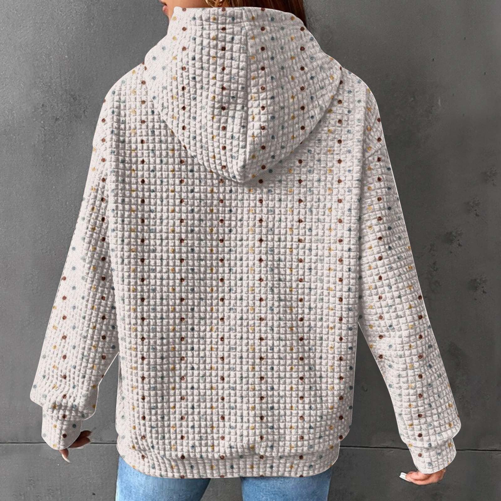 Ceboyel Women's Waffle Knit Hoodie - Cute Drawstring Pullover Sweatshirt, Fashion Casual Comfy Fall Sweater | Cozy Loungewear, Autumn Outfits & Casual Street Style