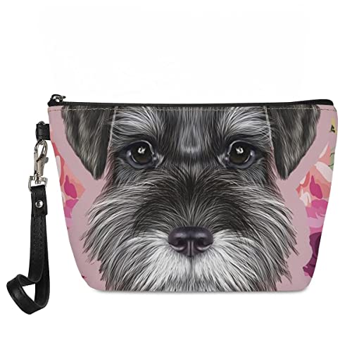 Cute Schnauzer Print Women's Cosmetic Bag - Multi-functional Leather Makeup Pouch for Travel & Toiletry Storage | Perfect for Daily Use, Gym, Vacation & Gift Giving
