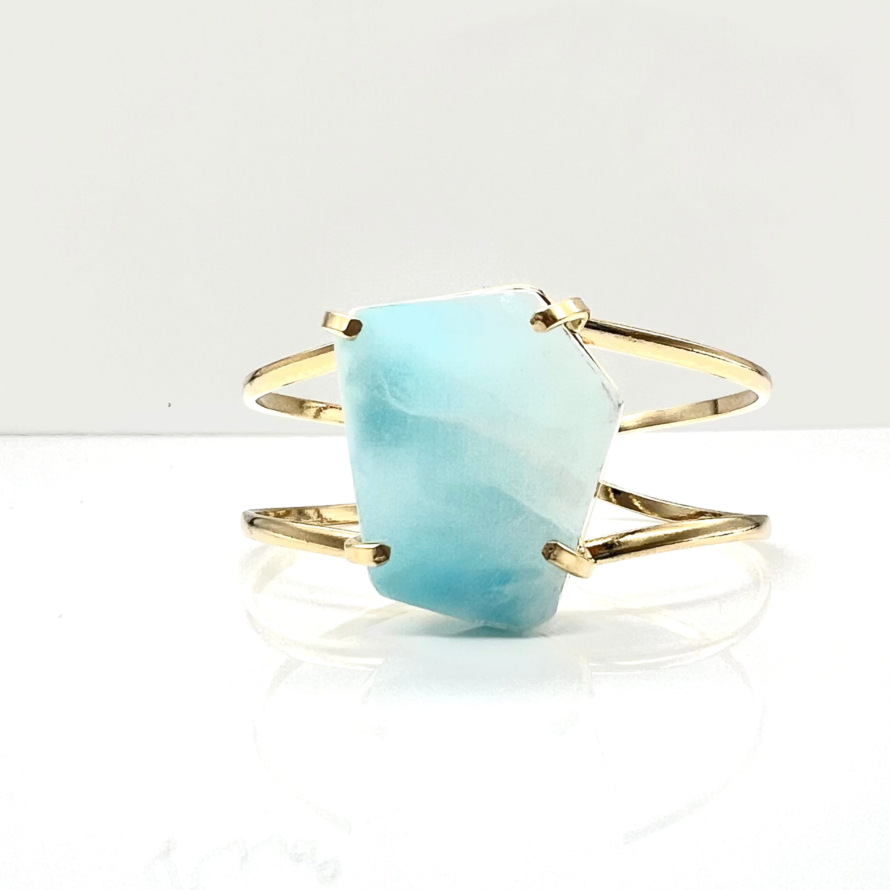 CRYSTAL AND SAGE Jewelry - Gold Plated Larimar Bracelet for Women, Healing Crystal Jewelry for Meditation, Yoga & Spiritual Energy