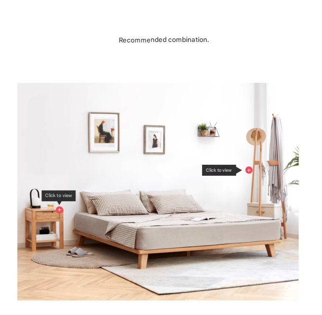 Solid Oak Wood Platform Bed Frame - No Headboard - Queen Size - Modern Minimalist Bedroom Furniture for Small Spaces & Apartments