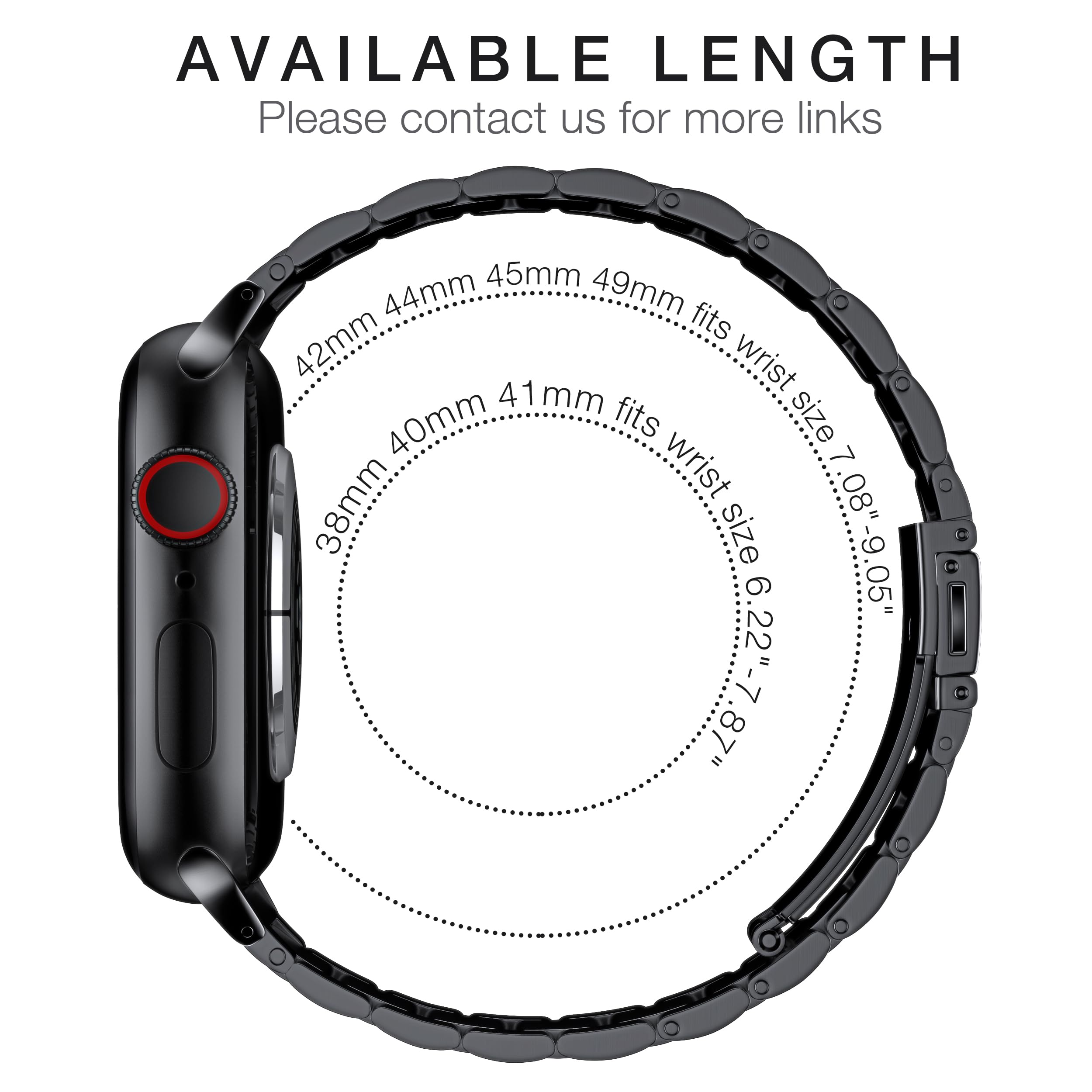 Premium Stainless Steel Apple Watch Band Compatible with Series 9/8/7/6/5/4/3/2/1, SE, Ultra & Ultra 2 - 38mm 40mm 41mm 42mm 44mm 45mm 46mm 49mm - Elegant Metal Strap for Men & Women - Perfect for Business, Office & Formal Occasions
