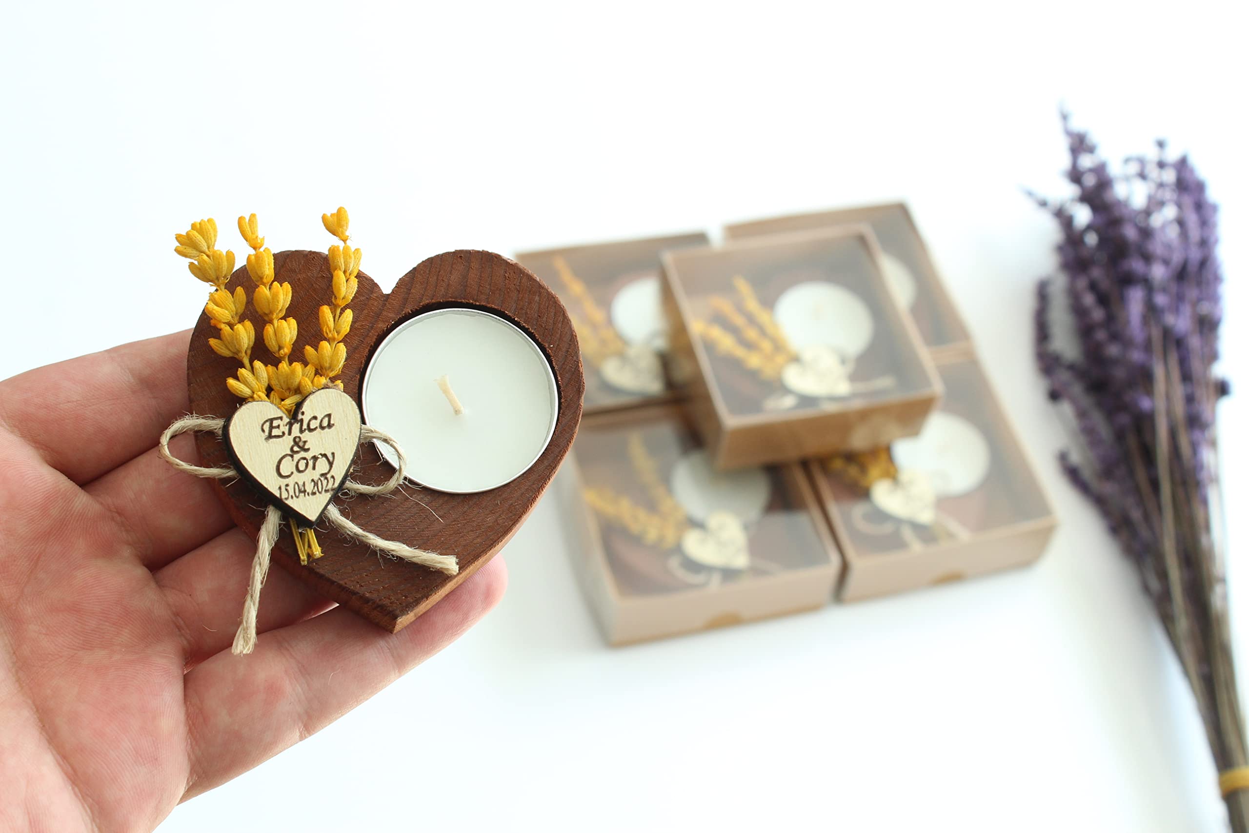 100-Piece Personalized Heart-Shaped Candle Holders - Elegant Wedding Favors, Birthday Gifts & Bridal Shower Candles - Perfect for Romantic Decor, Memorial Services & Guest Favors - Includes Tealights for Warm Ambiance