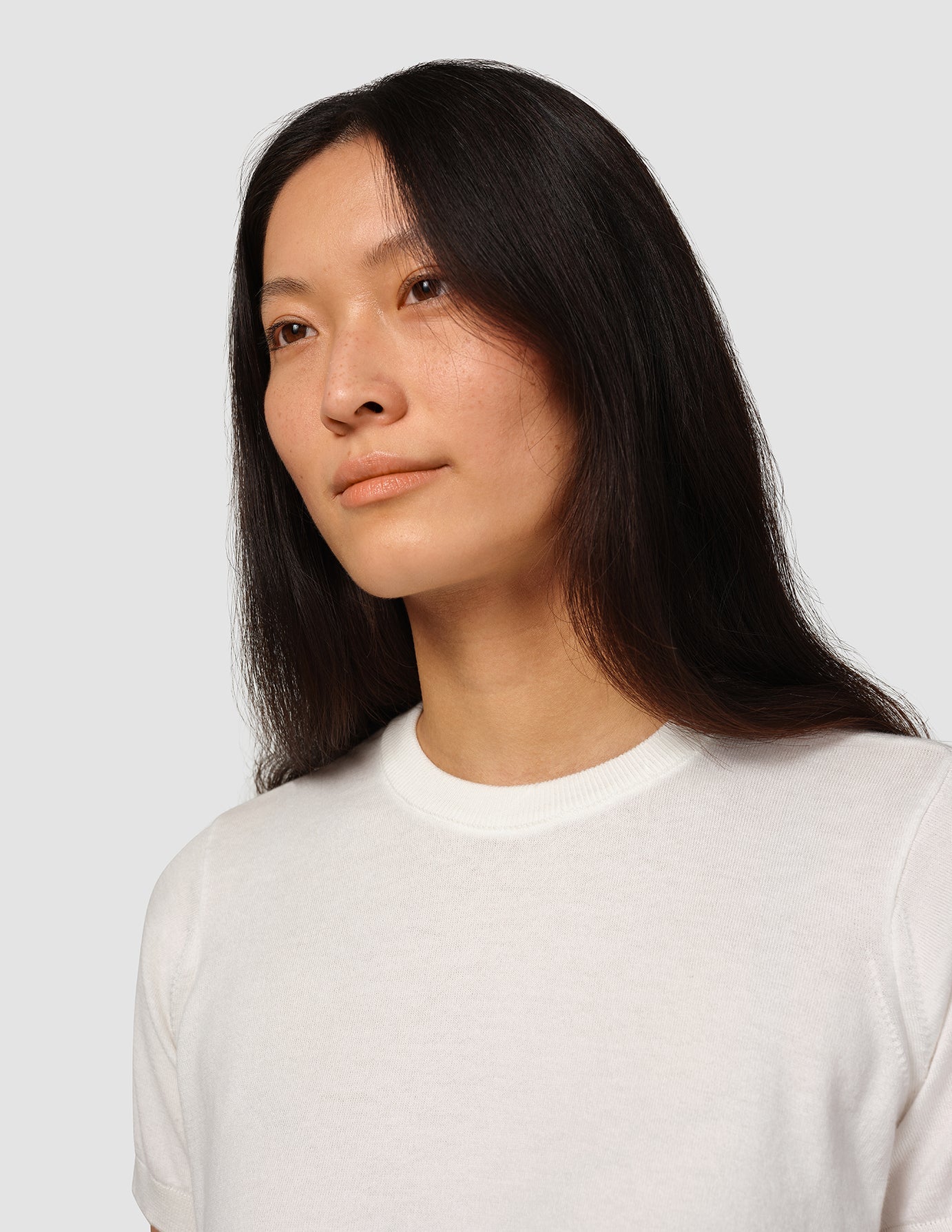Premium Fine Knit T-Shirt for Women - Soft Breathable Cotton Blend - Off White - Perfect for Casual Wear, Layering & Everyday Comfort