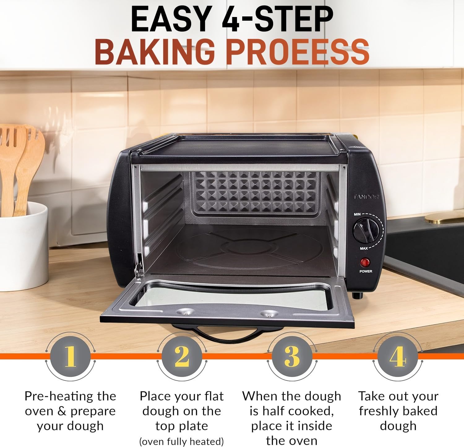 Electric Tandoor Oven for Chapati, Roti, Naan & Pizza - 15L Countertop Bread & Pizza Maker with Dual-Function Baking & Frying (122°F-752°F) - Perfect for Home Kitchens, Restaurants & Outdoor Cooking
