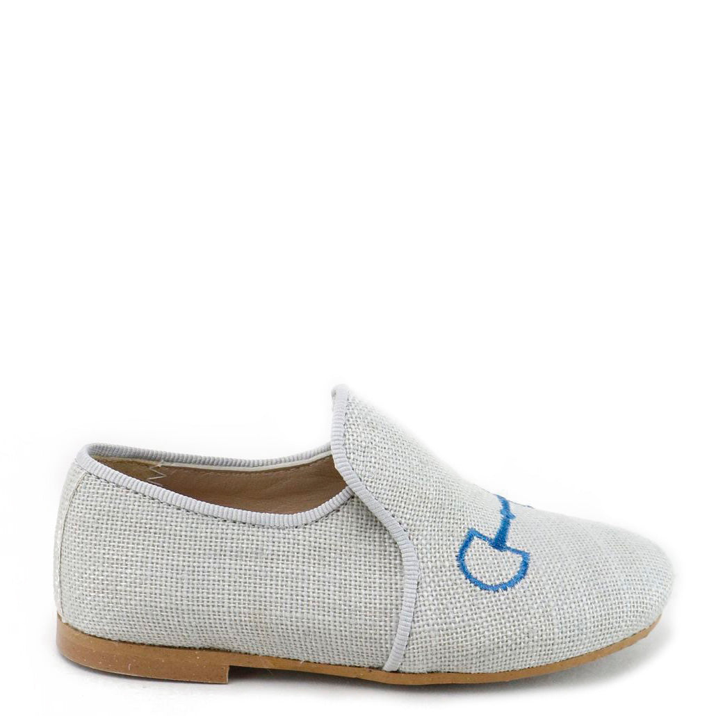 Stylish Gray Linen Embroidered Smoking Loafers for Men | Comfortable Slip-On Dress Shoes | Perfect for Weddings, Business Meetings & Formal Occasions