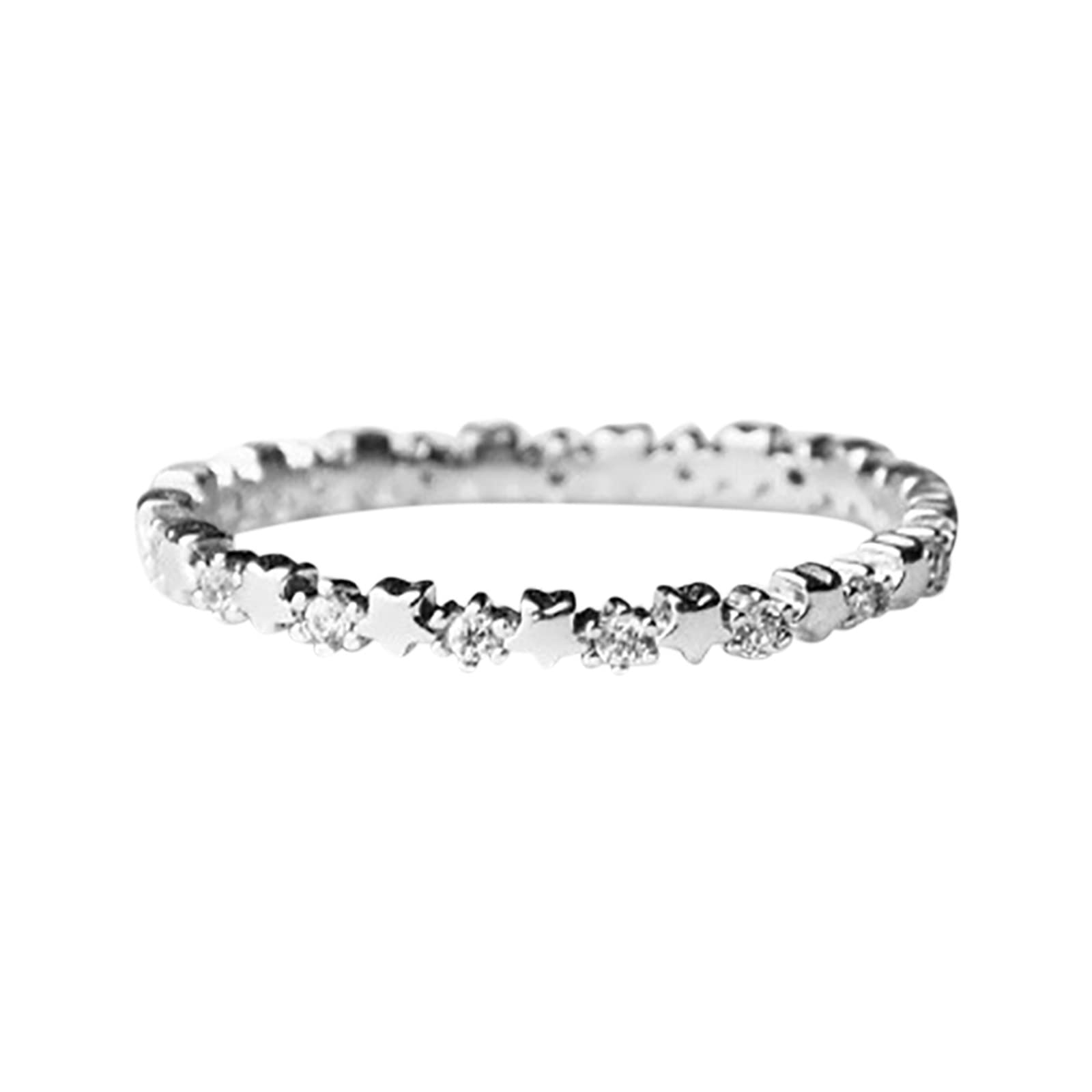 Elegant Sterling Silver Rhinestone Star Ring - Simple & Fashionable Women's Jewelry - Perfect for Parties, Date Nights & Everyday Wear
