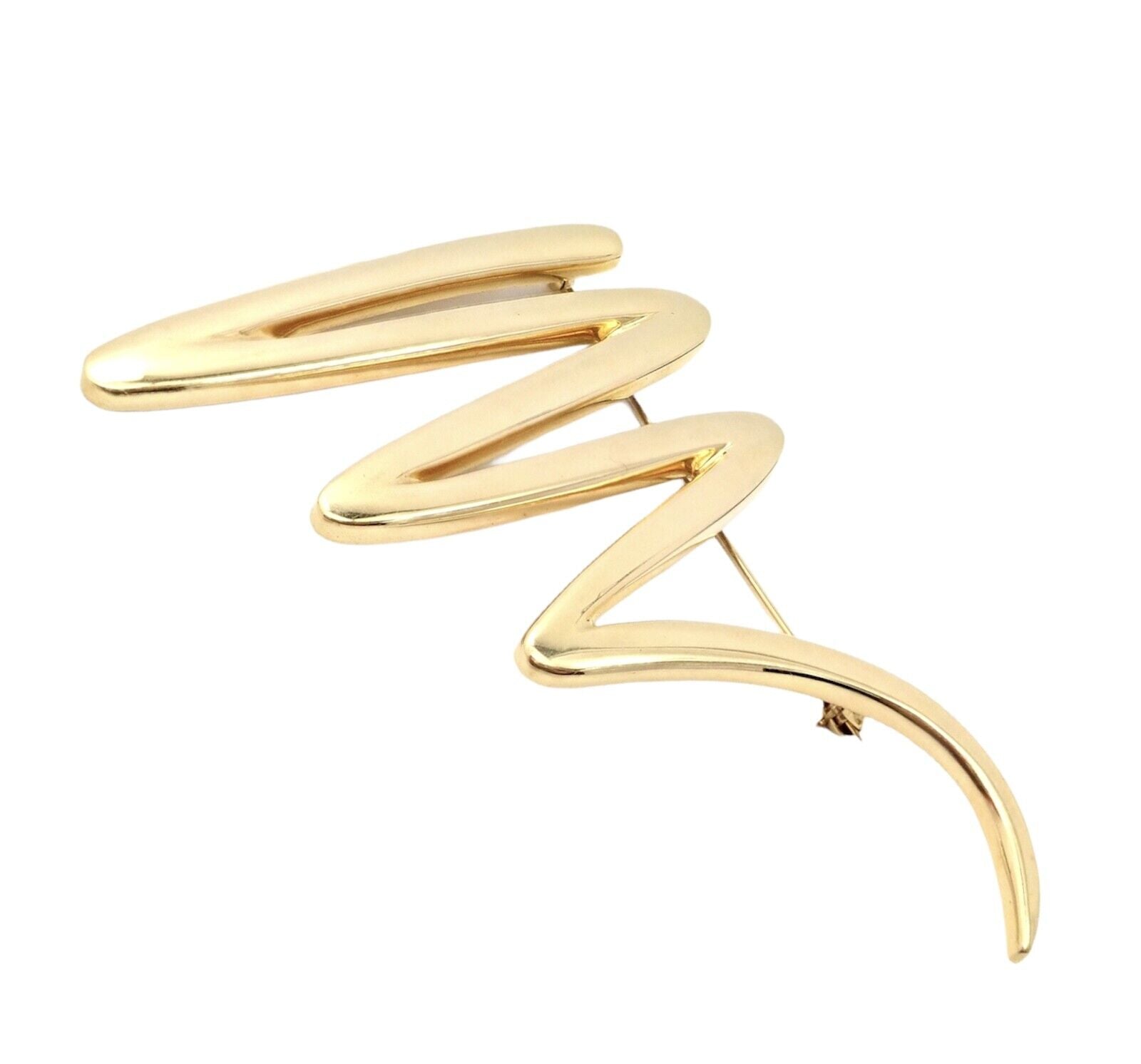 Vintage Tiffany & Co 18k Yellow Gold Picasso Large Squiggle Zig Zag Pin Brooch 1983 - Authentic Collectible Jewelry for Special Occasions & Fashion Statements
