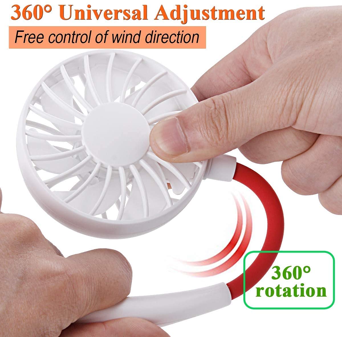 Portable USB Rechargeable Mini Fan - 3 Speed Modes, Dual Wind Head, Personal Cooling Fan for Home, Office, Travel, Indoor & Outdoor Use (Black/Blue) | Perfect for Desk, Camping, Beach & Hot Weather