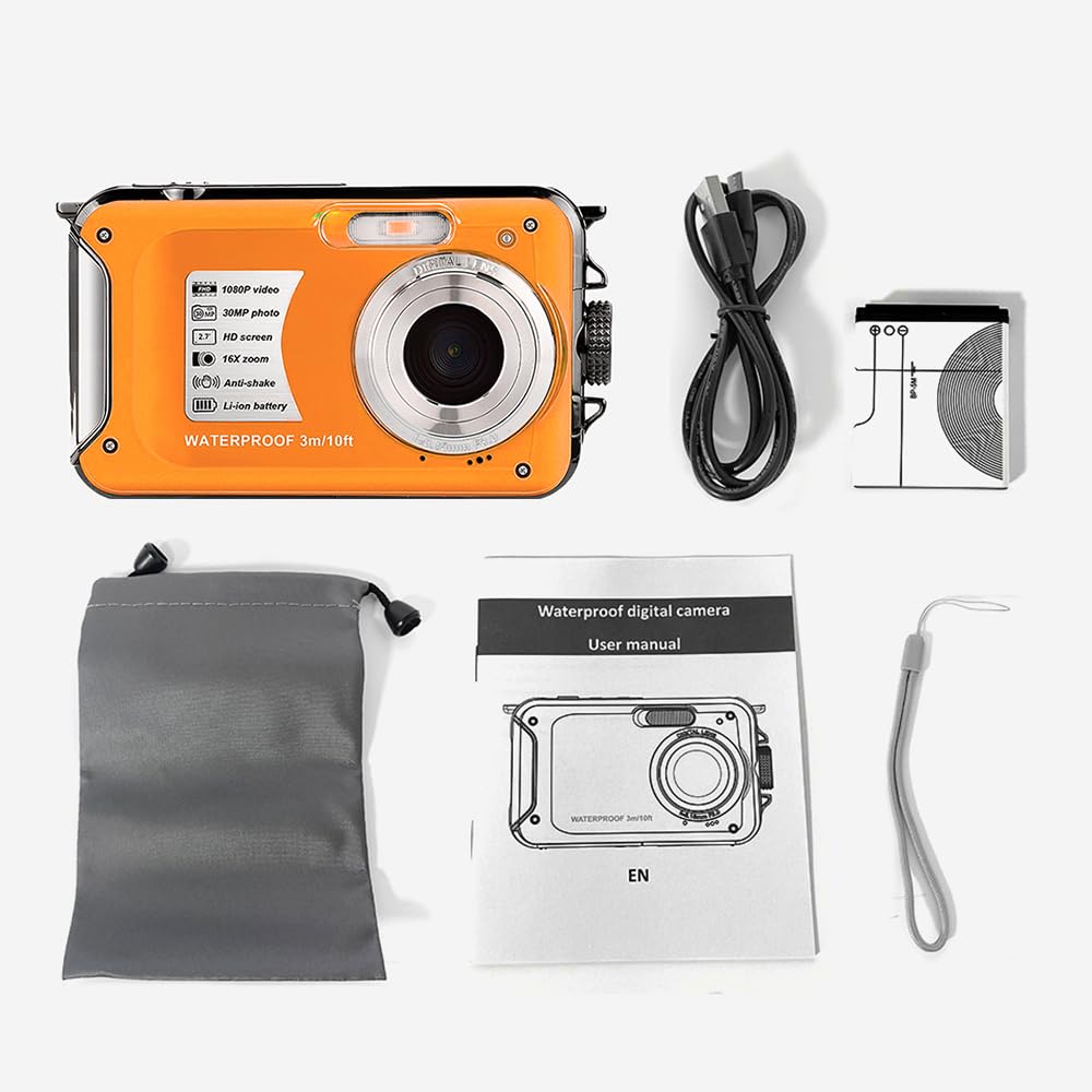 Rechargeable 1080P Ultra HD Waterproof Action Camera - 30MP Sports Camera with 2.7in TFT Screen | Portable Mini Video Camera for Diving, Surfing, Cycling & Outdoor Adventures