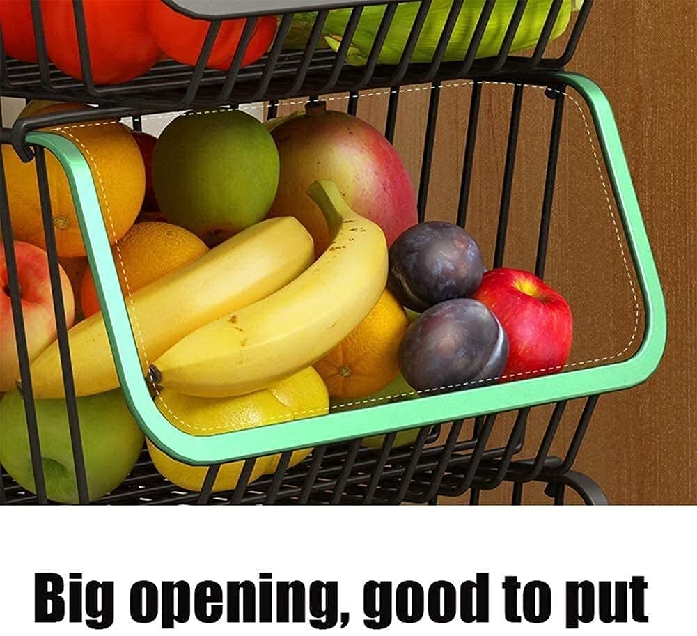 3-Tier Kitchen Storage Cart - Rolling Utility Trolley with Wheels for Organizing Fruits, Vegetables, Snacks & Household Items | Perfect for Small Spaces, Apartments & Dorm Rooms