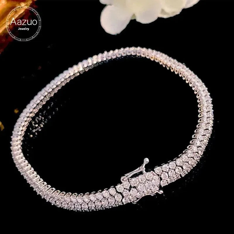18K White Gold 6.5ct Real Diamond Luxury Bracelet for Women - Elegant Three-Line Design Wedding, Engagement & Party Jewelry Gift - Perfect for Anniversary, Valentine's Day & Special Occasions