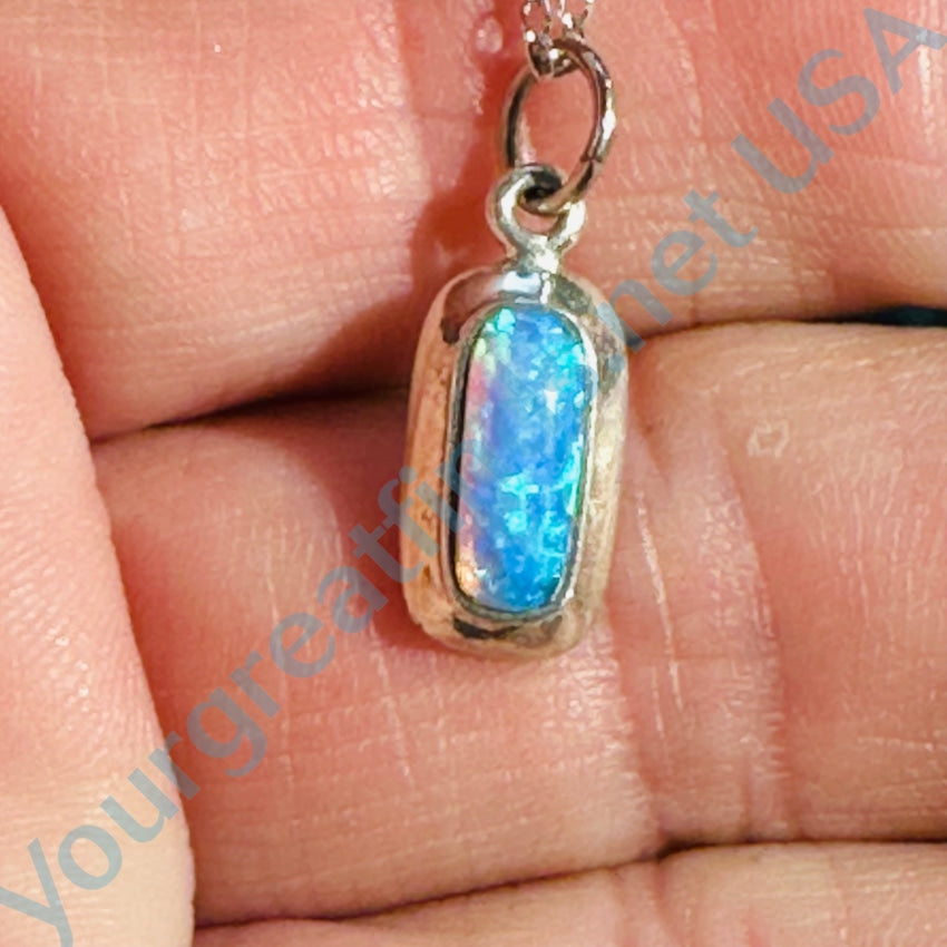 Exquisite Sterling Silver Blue Opal Necklace for Women | Elegant Jewelry Gift for Birthday, Anniversary & Special Occasions