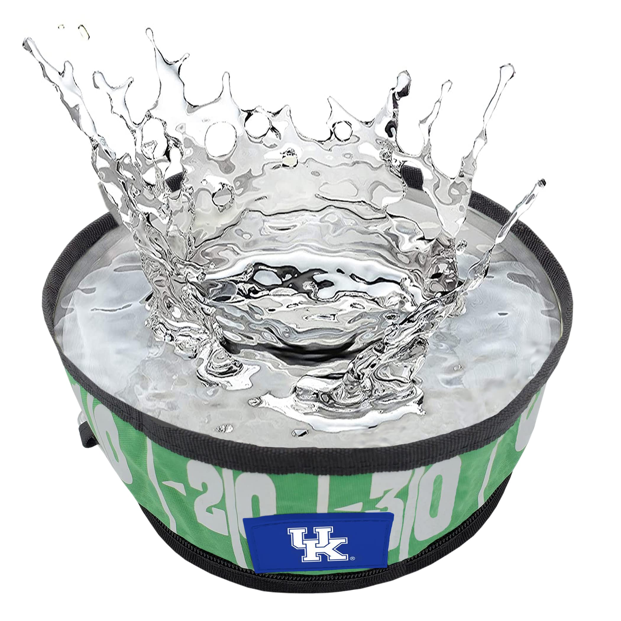 NCAA Kentucky Wildcats Collapsible Dog Travel Bowl - Portable Pet Food & Water Dish for Dogs & Cats | Leak-Proof, Lightweight Football Field Design | Perfect for Hiking, Camping & Road Trips