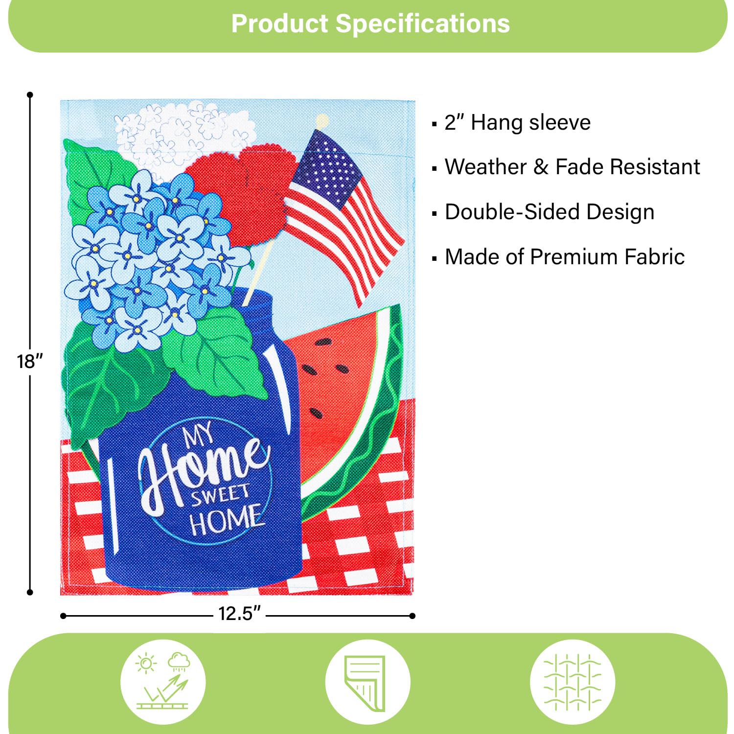 Patriotic Garden Flag 12x18 - Double Sided Home Decor for Yard & Porch